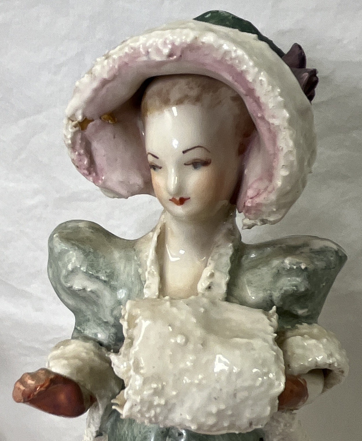 Pair Vintage Corday Victorian Porcelain Colonial Lady and Gentleman Free Ship