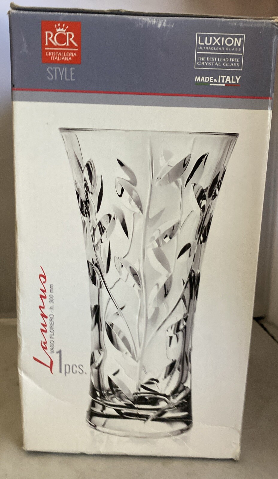 RCR Italian Crystal Laurus Vaso Vase Centrepiece Flowers Gift Twisted 25cm