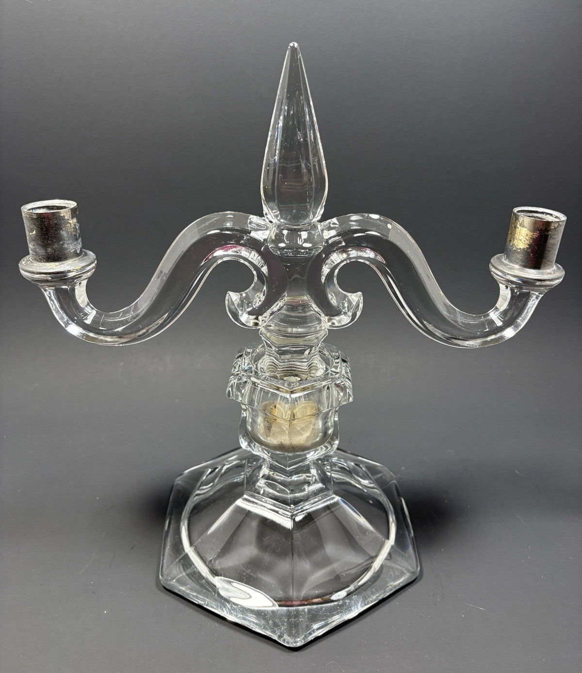 Vintage Heisey Old Williamsburg Two Light 10.5 in Candelabra