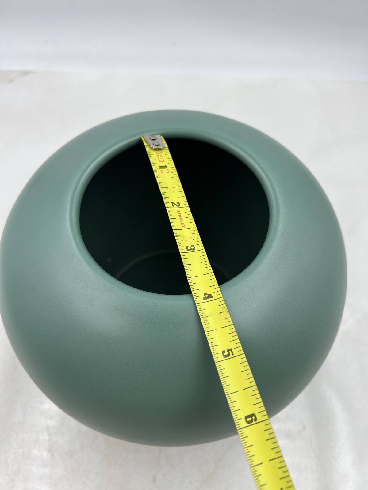Contemporary Matte Green Ceramic Bowl Vase Modern Minimalist 7″ x 8″ Home Decor