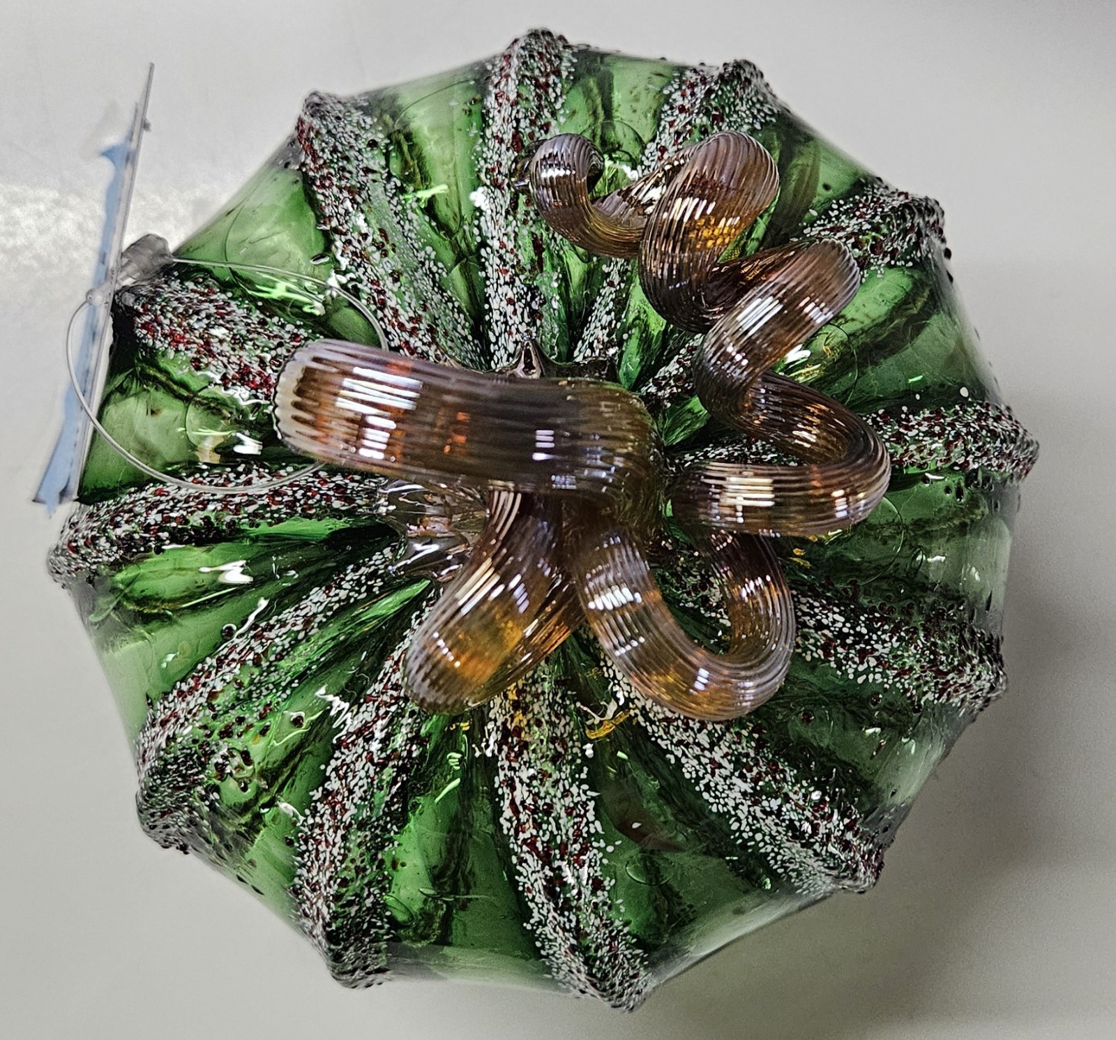 Luke Adams Glassblowing Studio Holiday Glass Pumpkin #1005, Squat Size