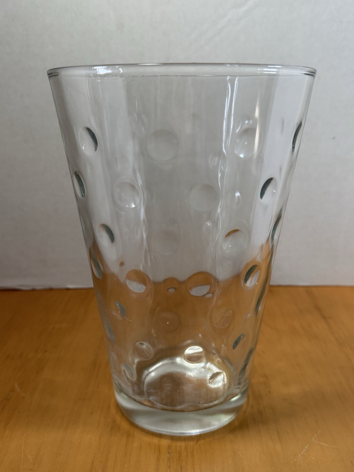 Vintage Hazel Atlas Capri Dot Clear Glass Vase~8 1/2 in Tall Reverse Bubble