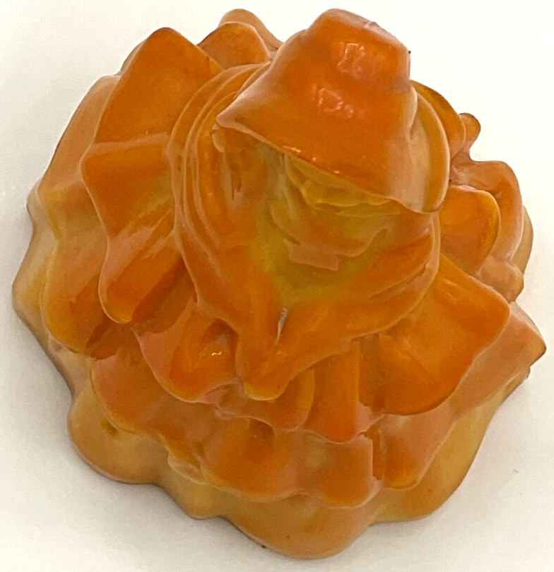 Vintage Boyds Orange Cadmium Slag Glass “Louise” Colonial Lady Figurine