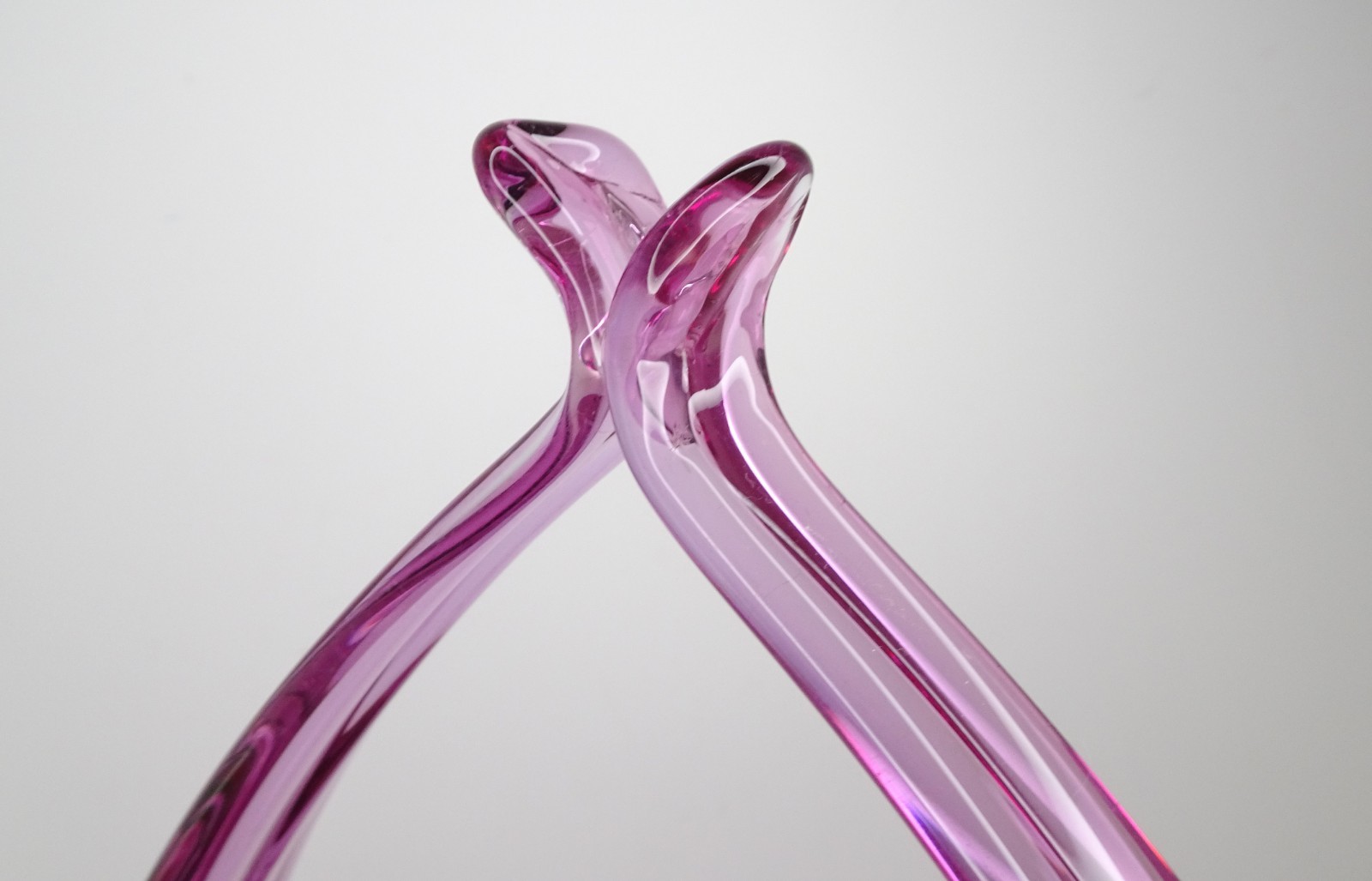 Large MURANO 26cm Tall Vintage Pink Glass Freeform Basket Bowl Dish