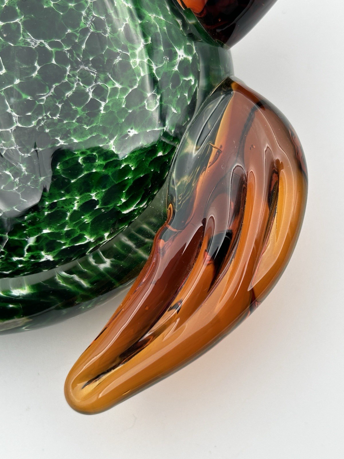 Vintage Blown Glass Sea Turtle Decorative Paperweight Coastal Amber Green 6.5”L