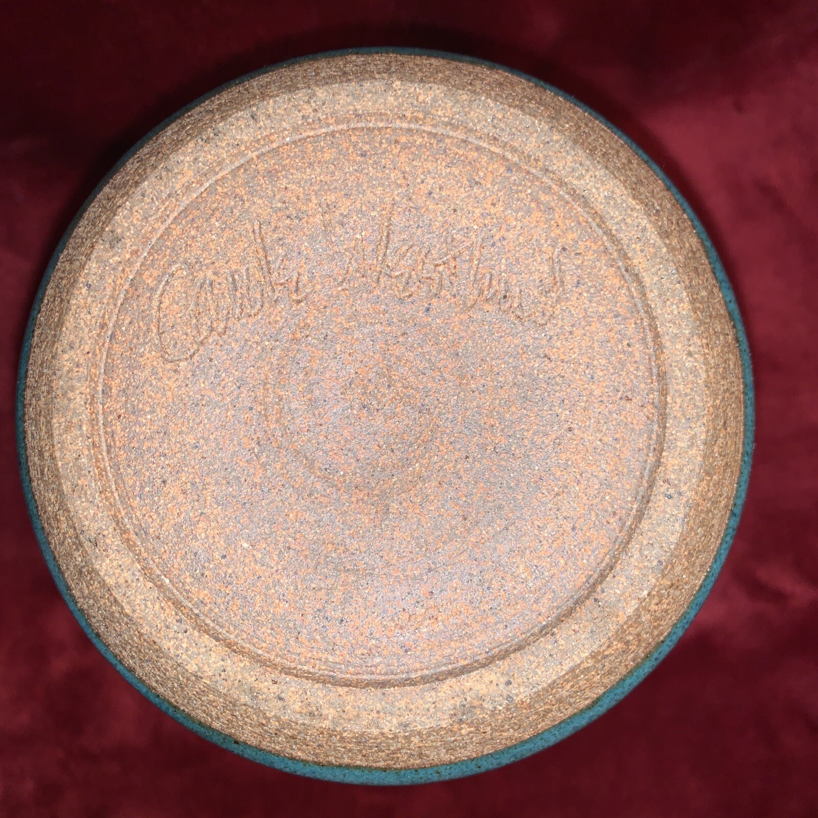 Vintage Ikebana Studio Pottery by Carole Westlund Signed Teal. Approx. 8” Tall
