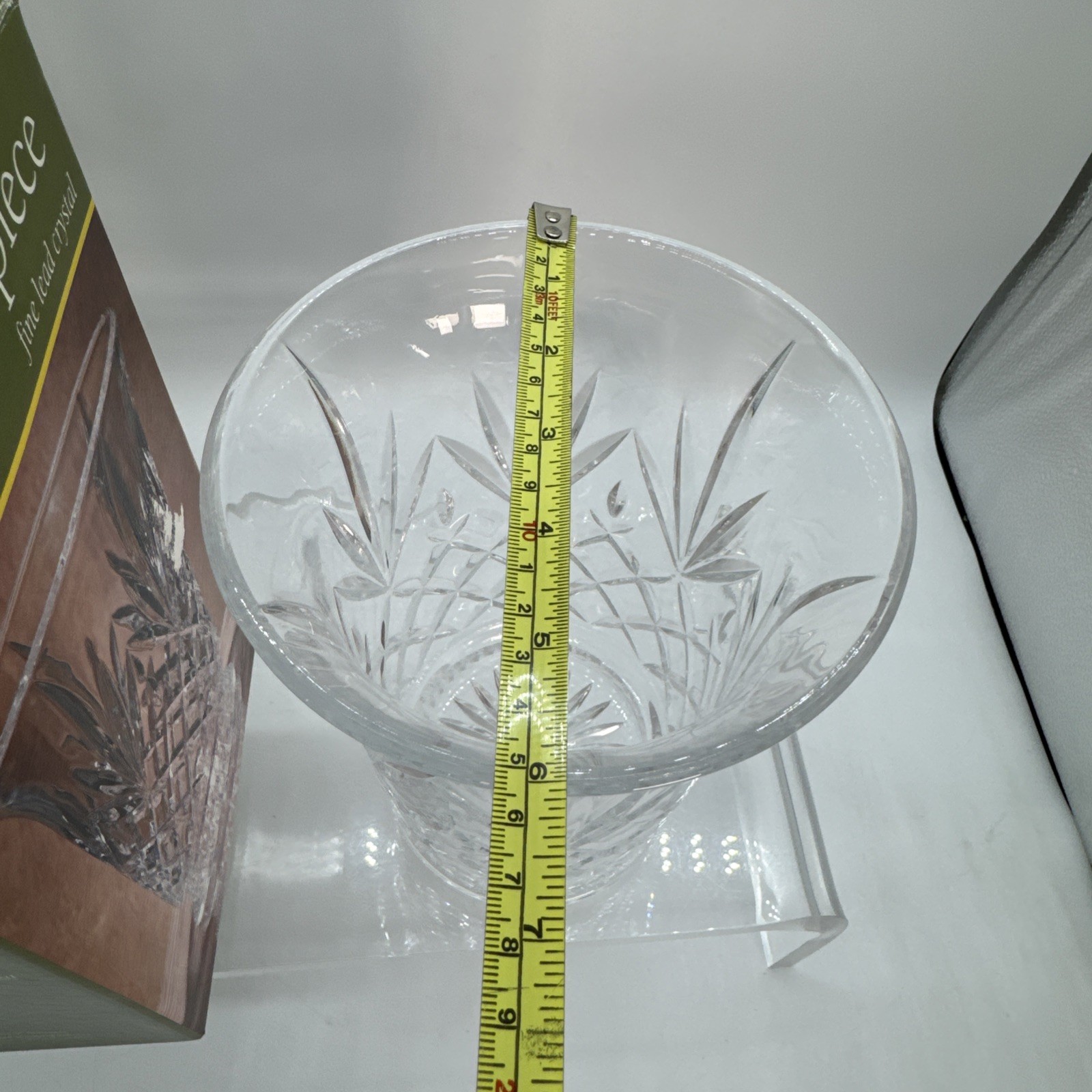 DePlomb Lead Cut Crystal Vase Pineapple Floral Diamond Design 24% VTG USA 7.5″