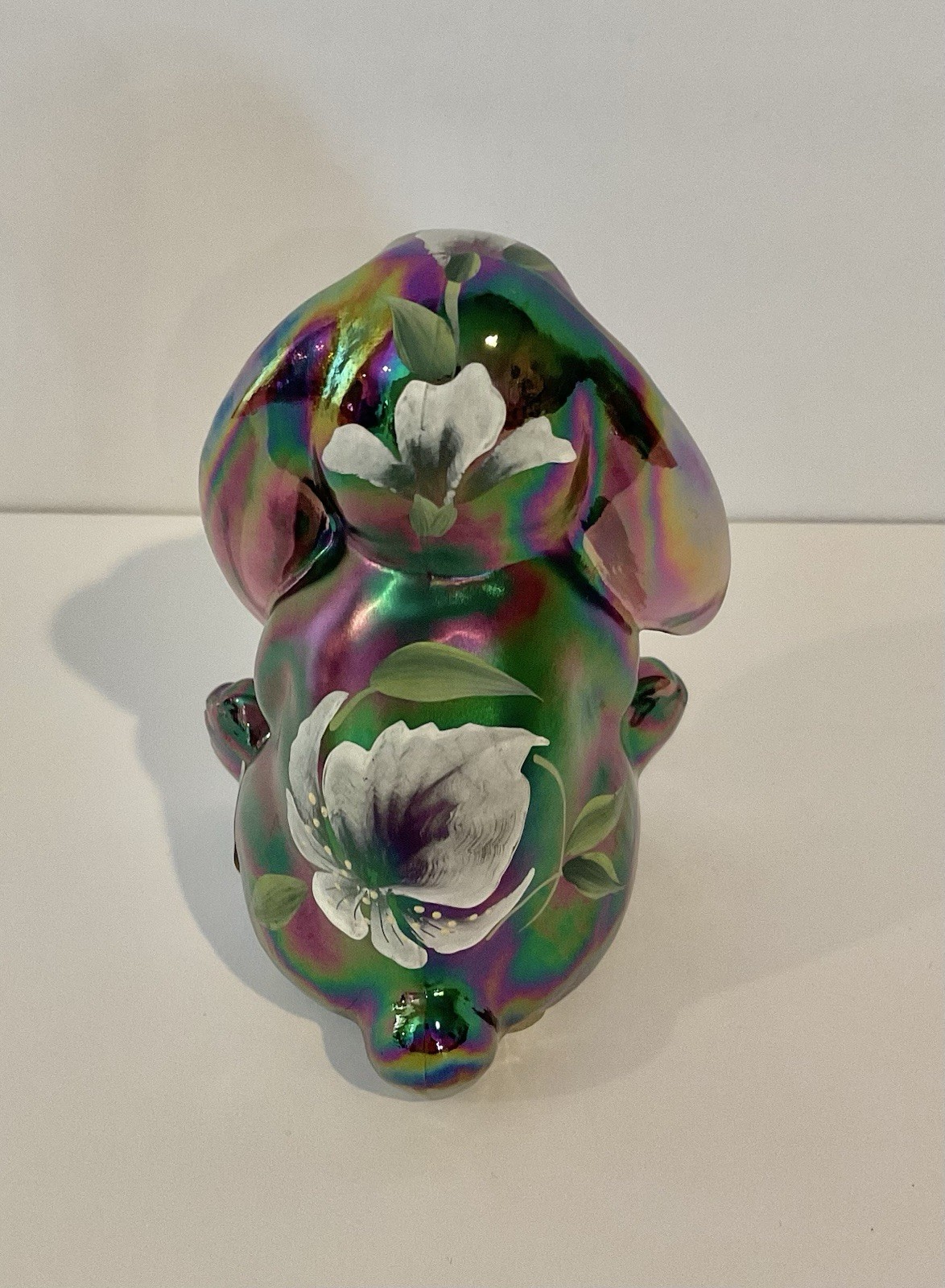Fenton Amethyst Carnival Glass Lop Eared Bunny Easter Hand Painted