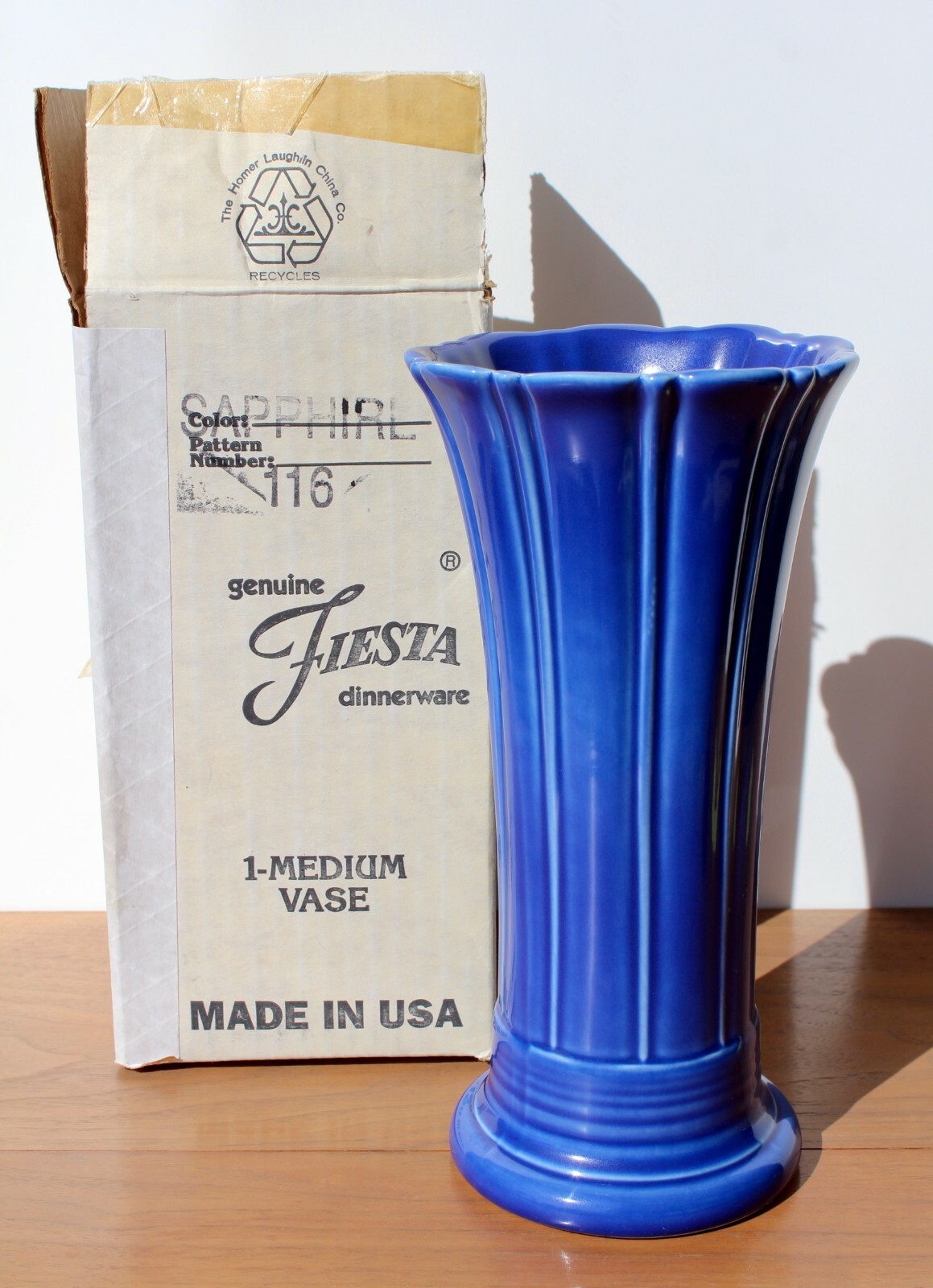 FIESTA Fiestaware SAPPHIRE Medium Vase NEW Original Box Retired // Outstanding!!