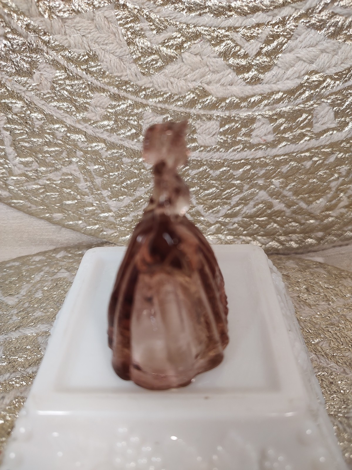 Boyd Vintage Crystal Art Glass Figurine Louise Doll Light Rose Glass 80’s