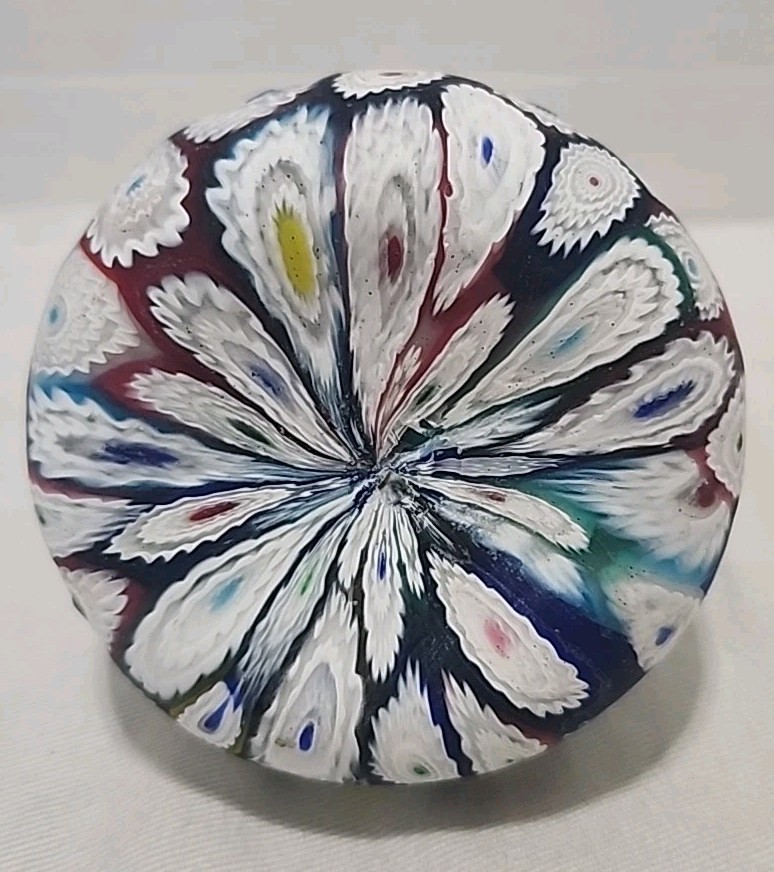 Murano Vintage Millifiore Fratelli Toso Vase, Purple Blue Red White – 4”T