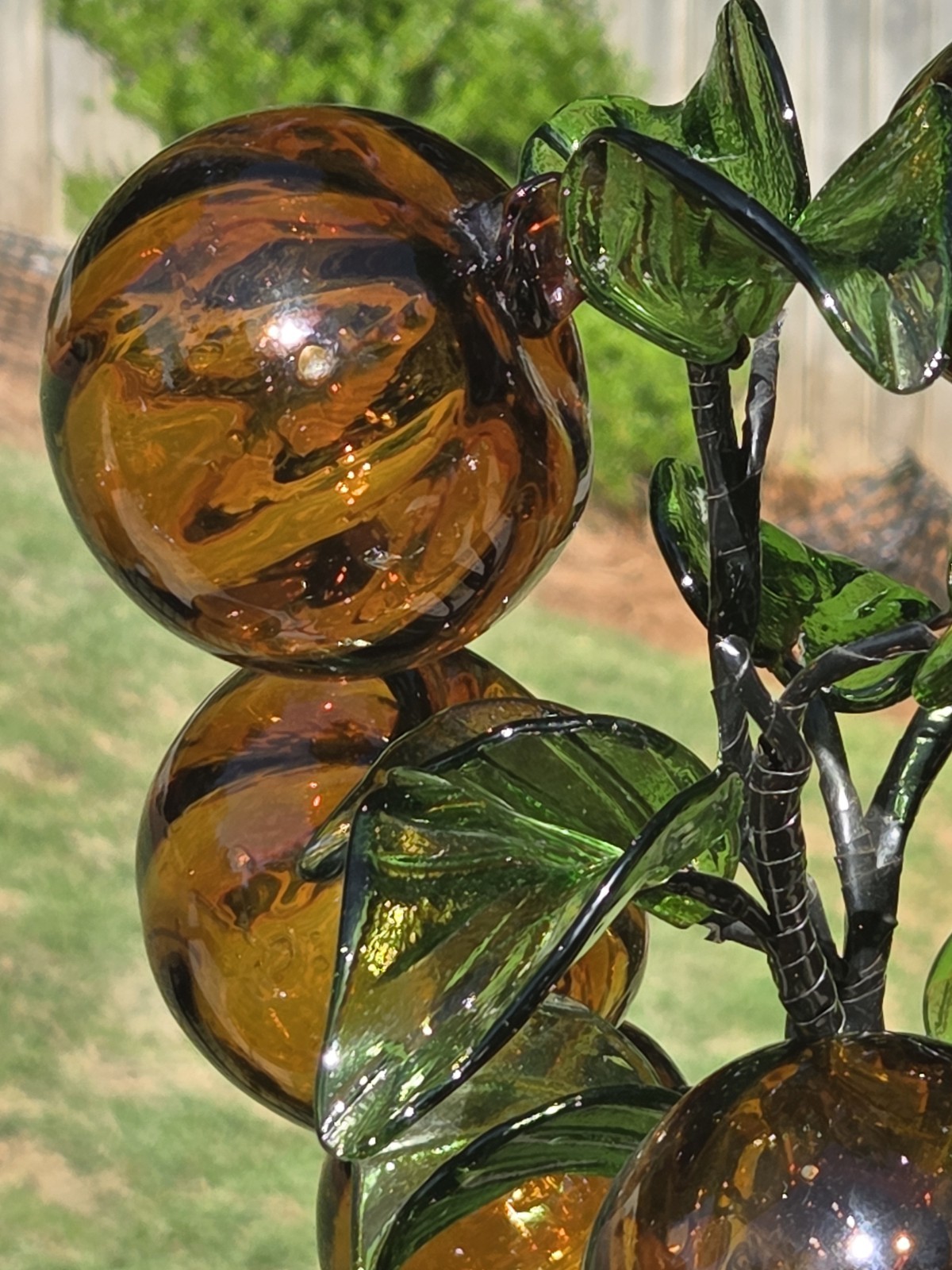 Murano Glass Chinoiserie Fruit Tree Large Blown Glass 14” 1950’s Italian