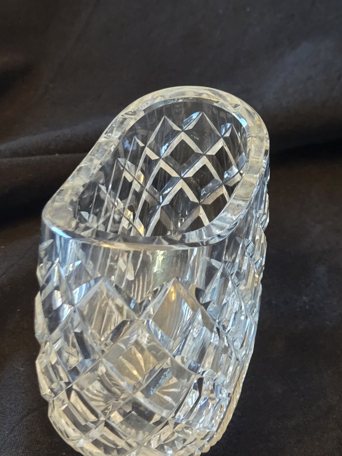 Waterford Crystal Ellipse Oval Vase 4 1/4″ T x 5 1/4″ W Diamond Pattern Clean