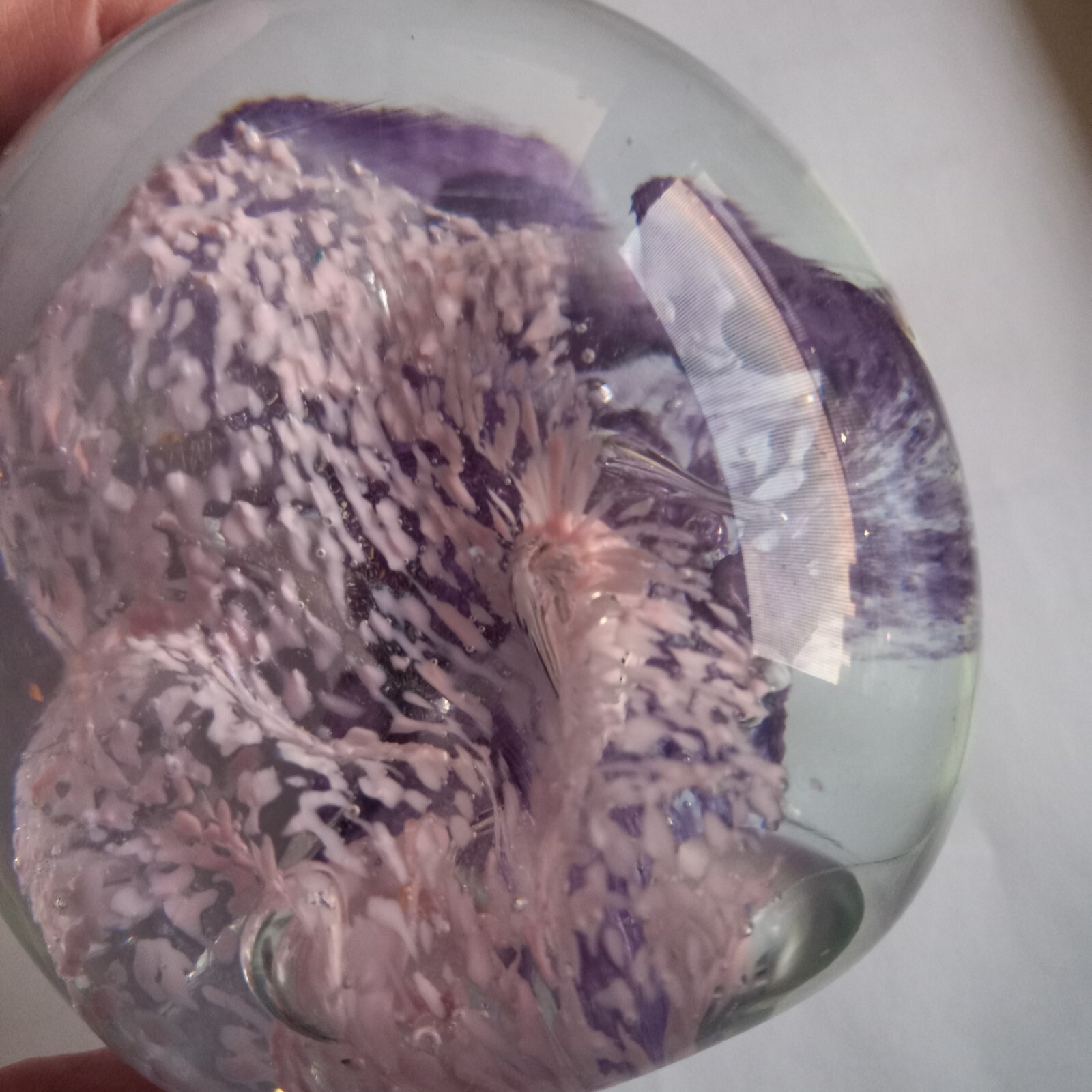 VTG ROBERT HELD ART GLASS SWIRLS CONTROLLED BUBBLES PAPERWEIGHT
