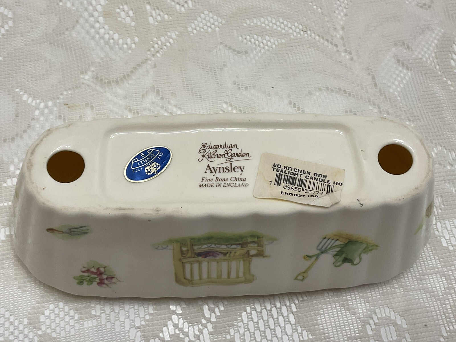 Aynsley Bone China Edwardian Kitchen Garden 3 Tealight Candle Holder Approx 8”