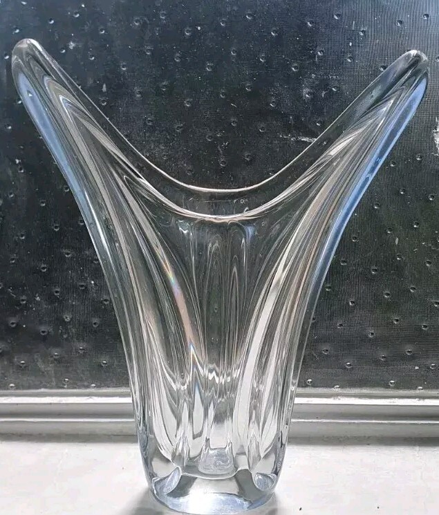 🔶️VINTAGE ART VANNES FRANCE CRYSTAL GLASS FREEFORM MCM VASE MODERNE DANSK DAUM