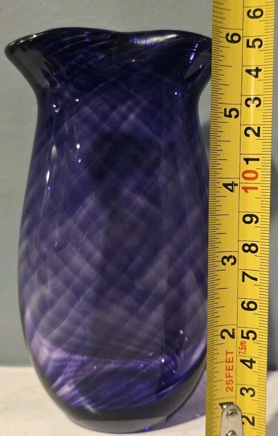 Zellique Studios Art Glass Purple Vase signed Morel 2002 – Joseph Morel