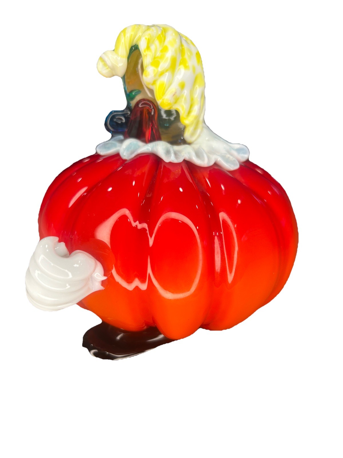 Vtg Murano Glass Fat Clown Pumpkin Shaped Figurine Hand Blown 1.8lbs 5.5” Tall