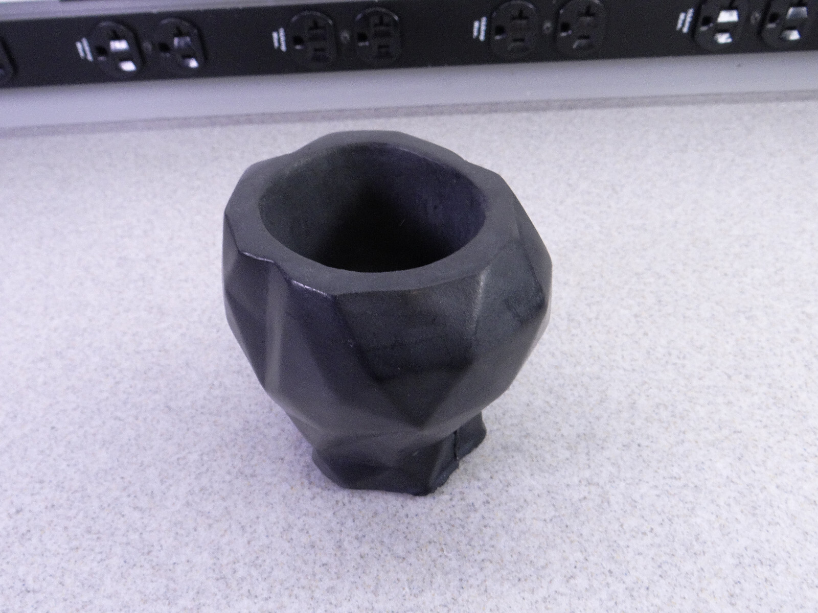 Modern Contemporary Face Planter/Vase Cubist Style Geometric Head Black Small