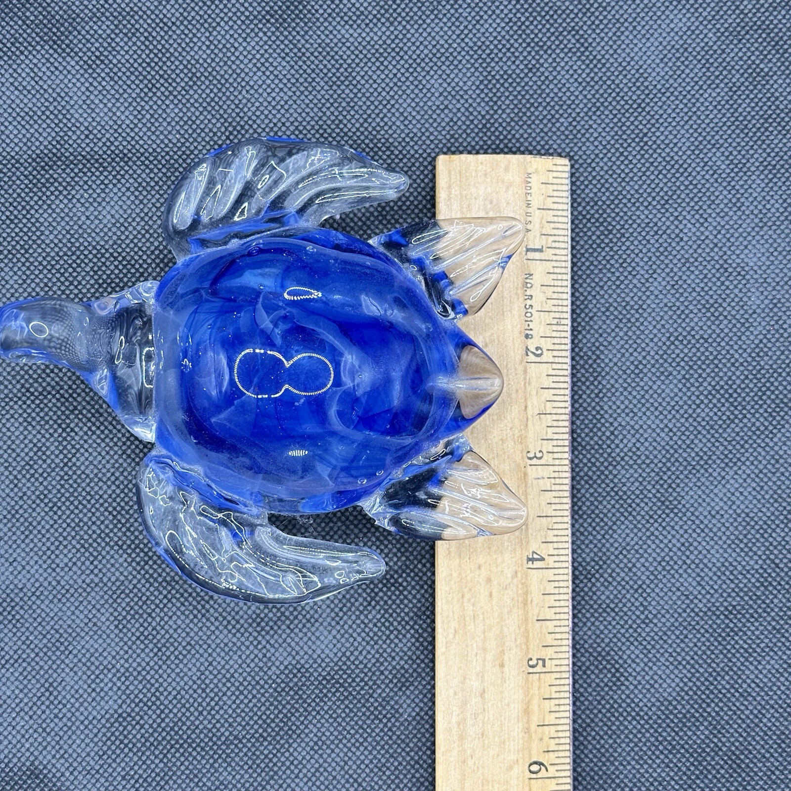 Glass Sea Turtle Paperweight Figurine Dynasty Gallery Handcrafted Blue & Clear