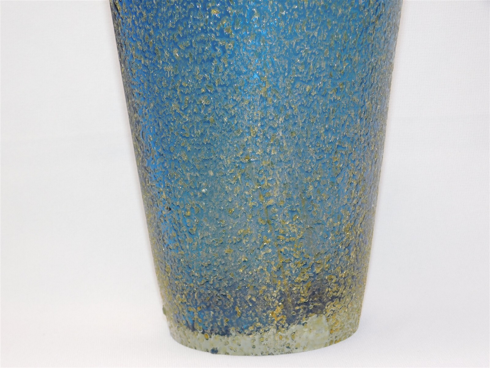 Vtg MCM MURANO Glass Sommerso Mandruzzato Cobalt Blue Textured Vase Italy 9.75″