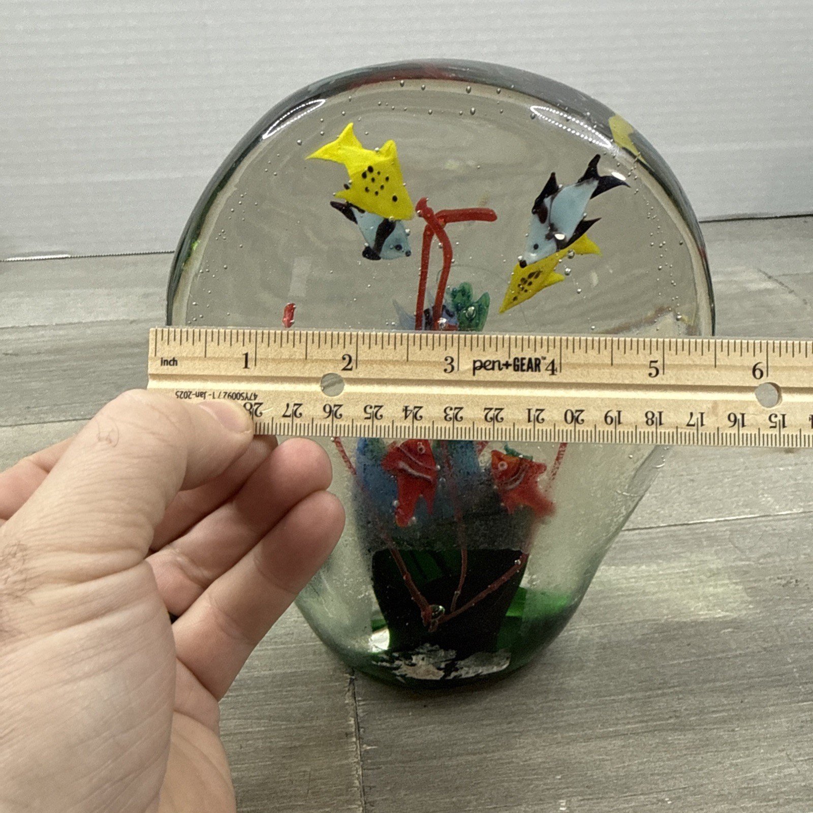 Large Murano Style Glass Aquarium Fish Paperweight 8 lbs 7.5″ Tall READ