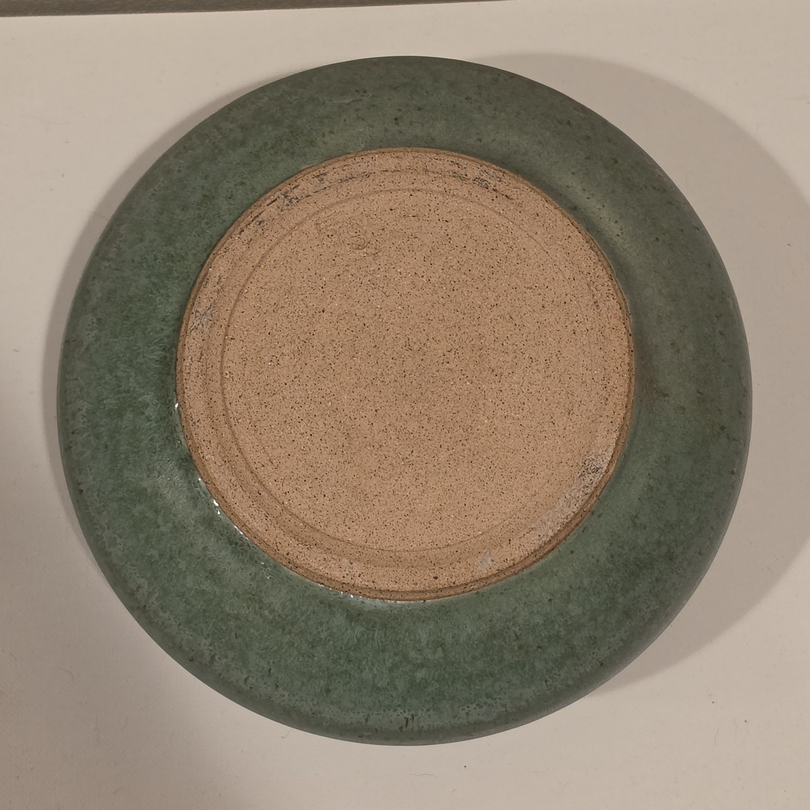 Studio Pottery Ikebana Pot Flower Frog Green Blue Artist JS