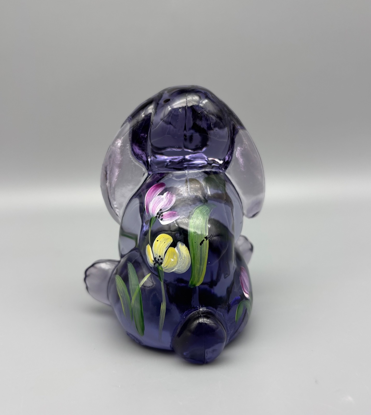 Fenton Lenox Translucent Purple Bunny Art Glass Figurine – Hand Painted & Signed