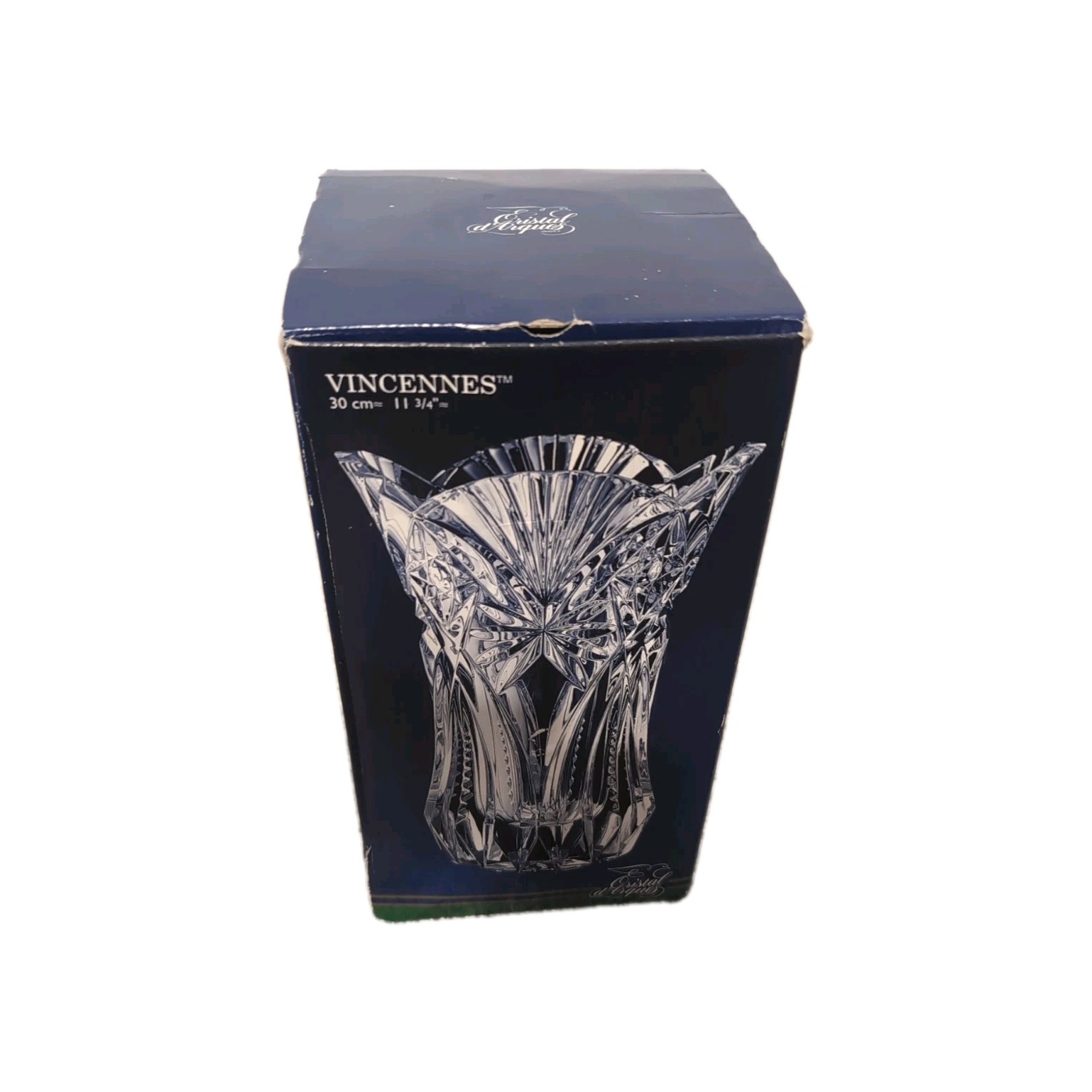 J G Durand Cristal D’Arques 12″ Vase Vincennes w/box 24% Leaded Crystal Vase