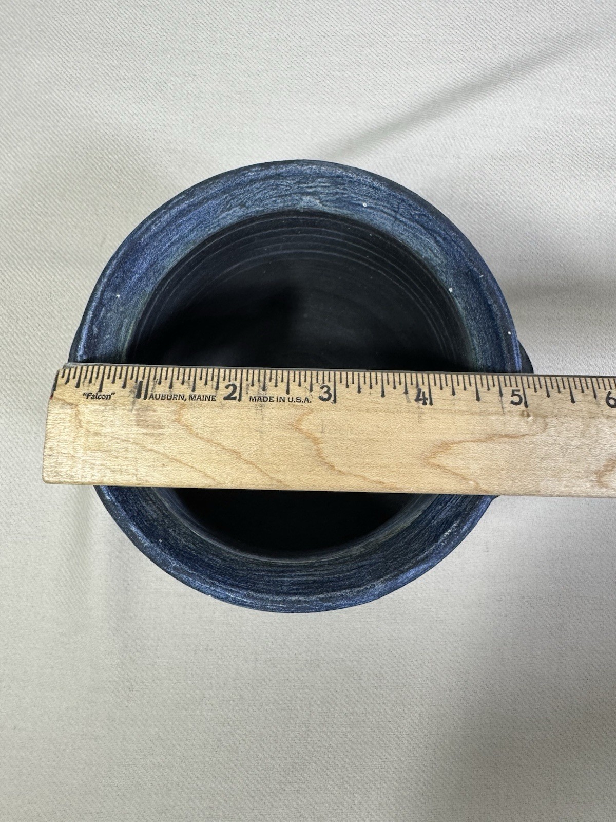 Raku Pottery Blue Iridescent Vase/Planter signed Ken Tanner 2005