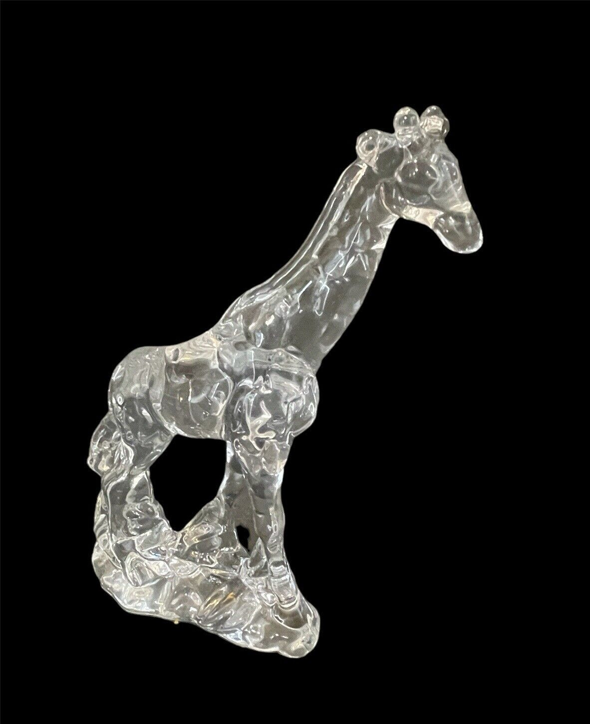 Art Glass Giraffe Figurine Clear Standing Sculpture Collectible Safari Decor