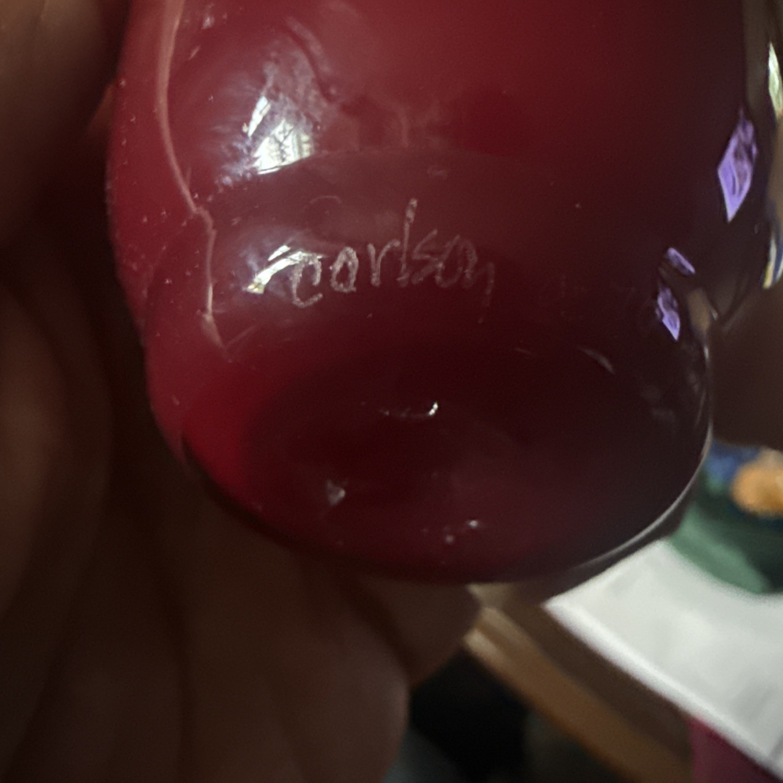 Donald Carlson Art Glass Vase 4-1/4” Tall Ruby Red /Cherry Signed