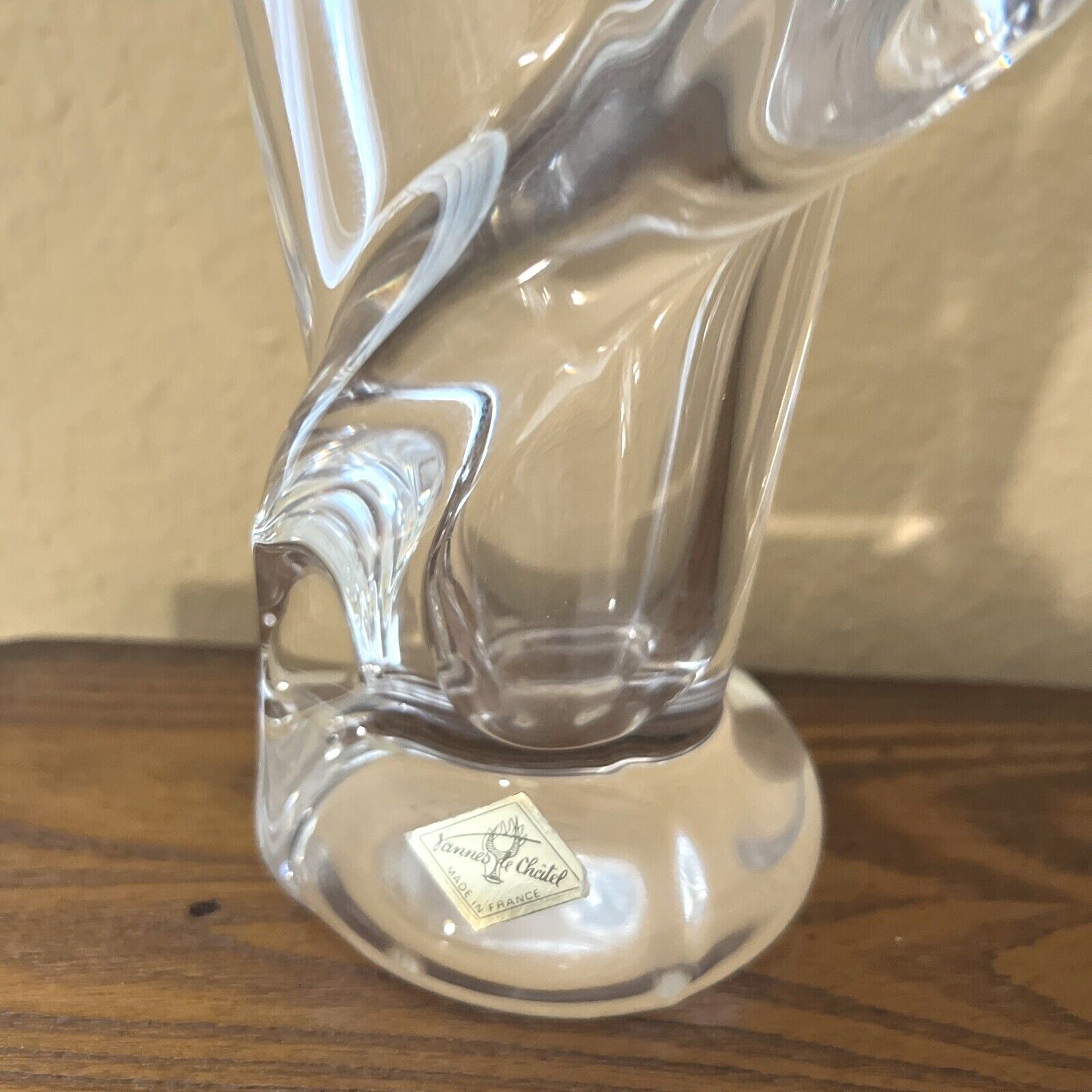 STUNNING~CRYSTAL CRISTALLERIES DE VANNES LE CHATEL ART GLASS MARKED VASE 7.25″T
