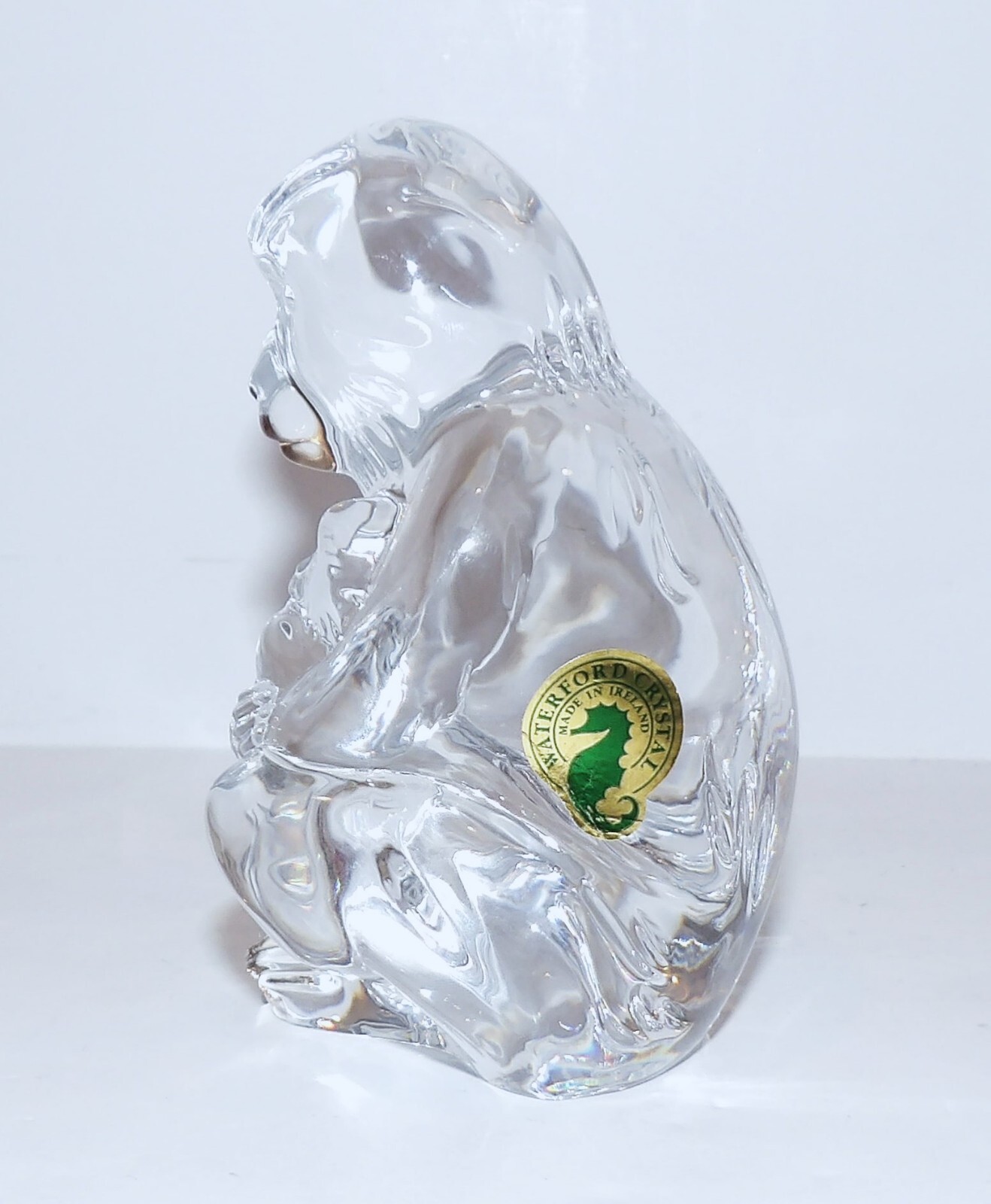 EXQUISITE WATERFORD CRYSTAL MONKEY WITH BABY 4 1/8″ FIGURINE/SCULPTURE IN BOX