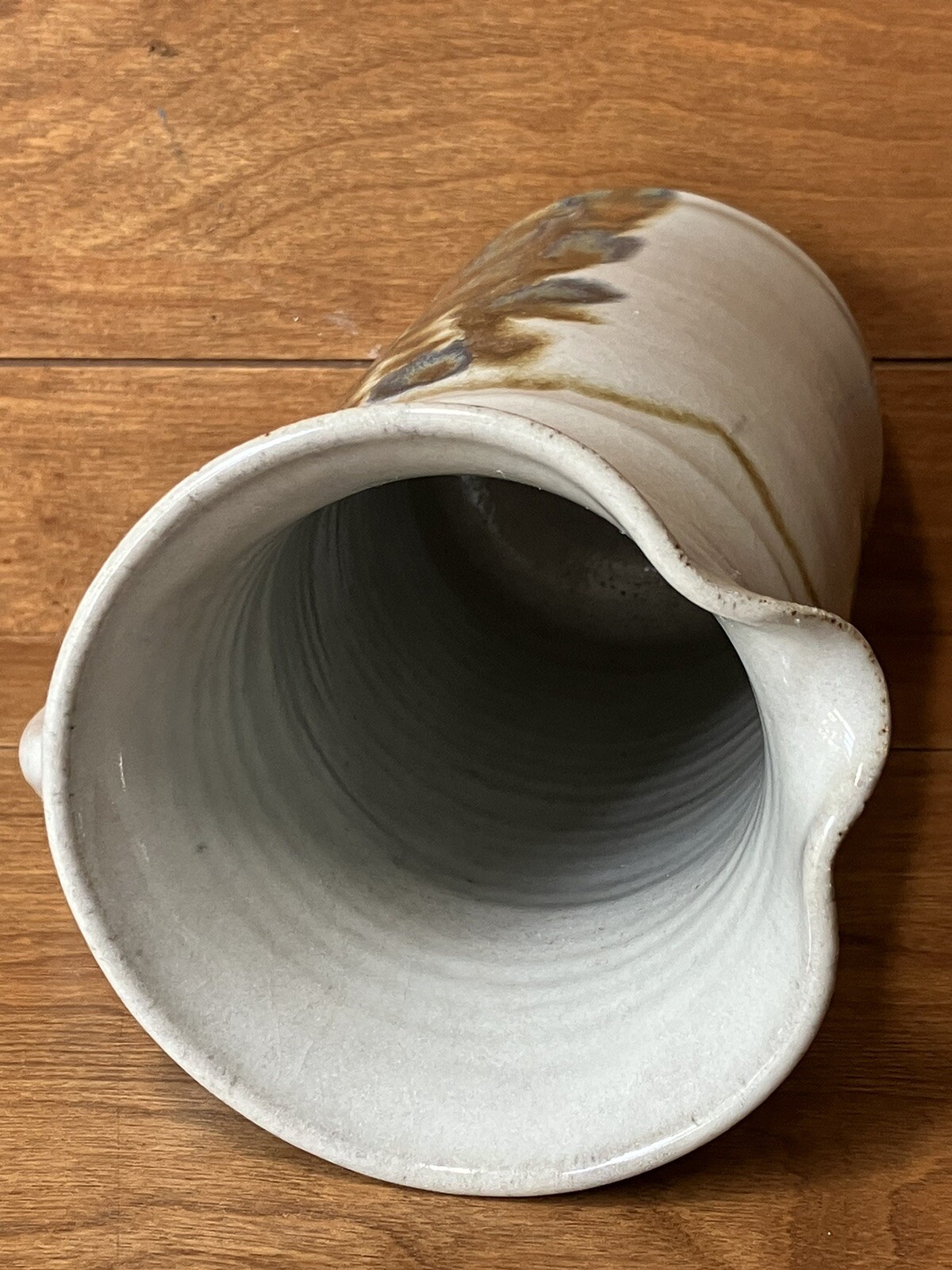 Vintage John Fassbinder studio pottery Pitcher mid century modern art 8 1/4 in