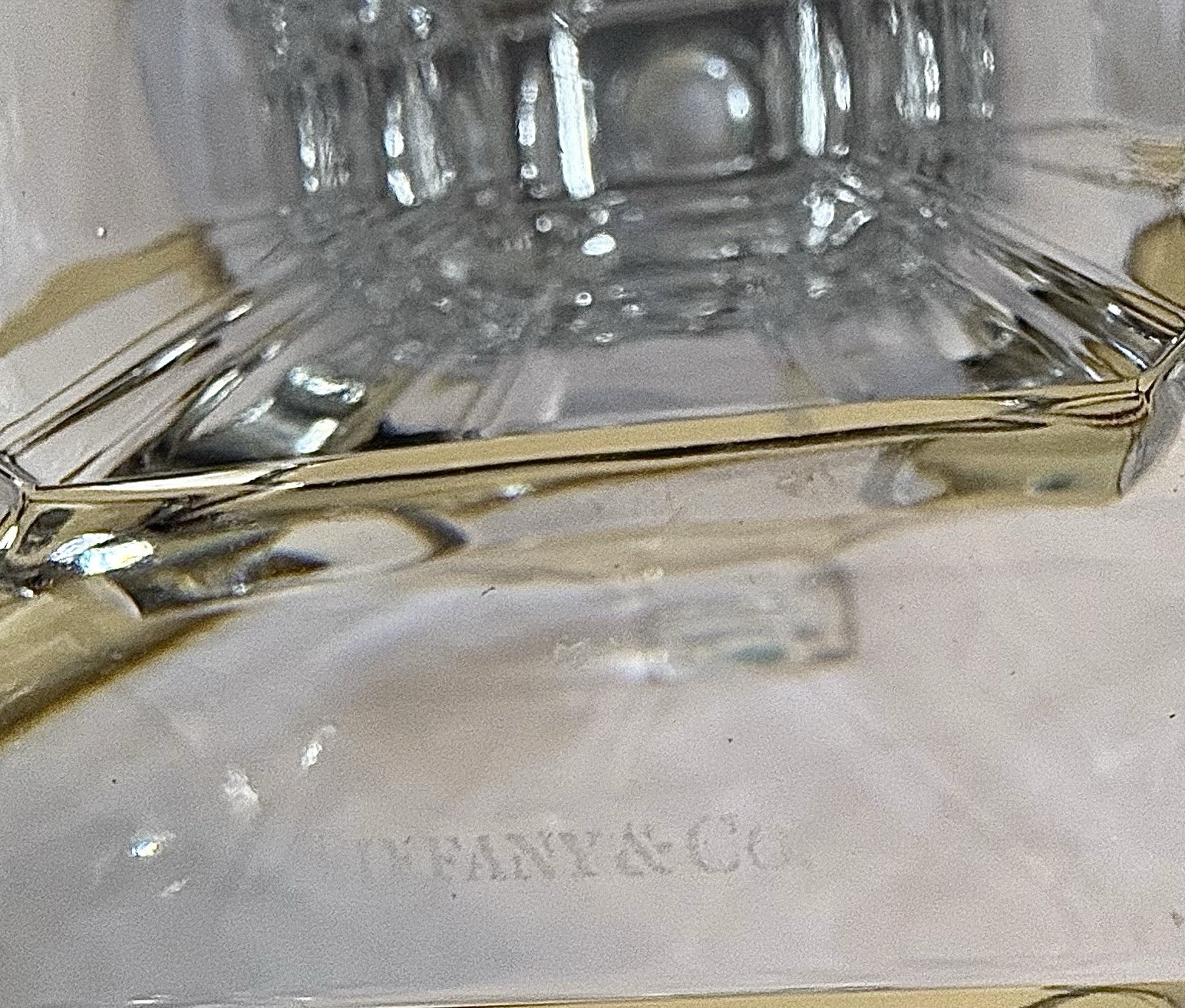 Tiffany & Co Crystal Candlesticks Pair Made in Slovenia Faceted Taper Holders