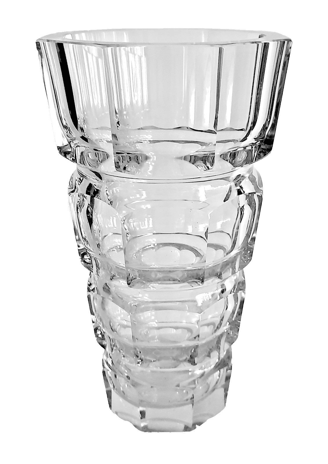 LARGE, Art Deco Cut Glass ,Multi Sided Czech Moser Vase. NOT MARKED