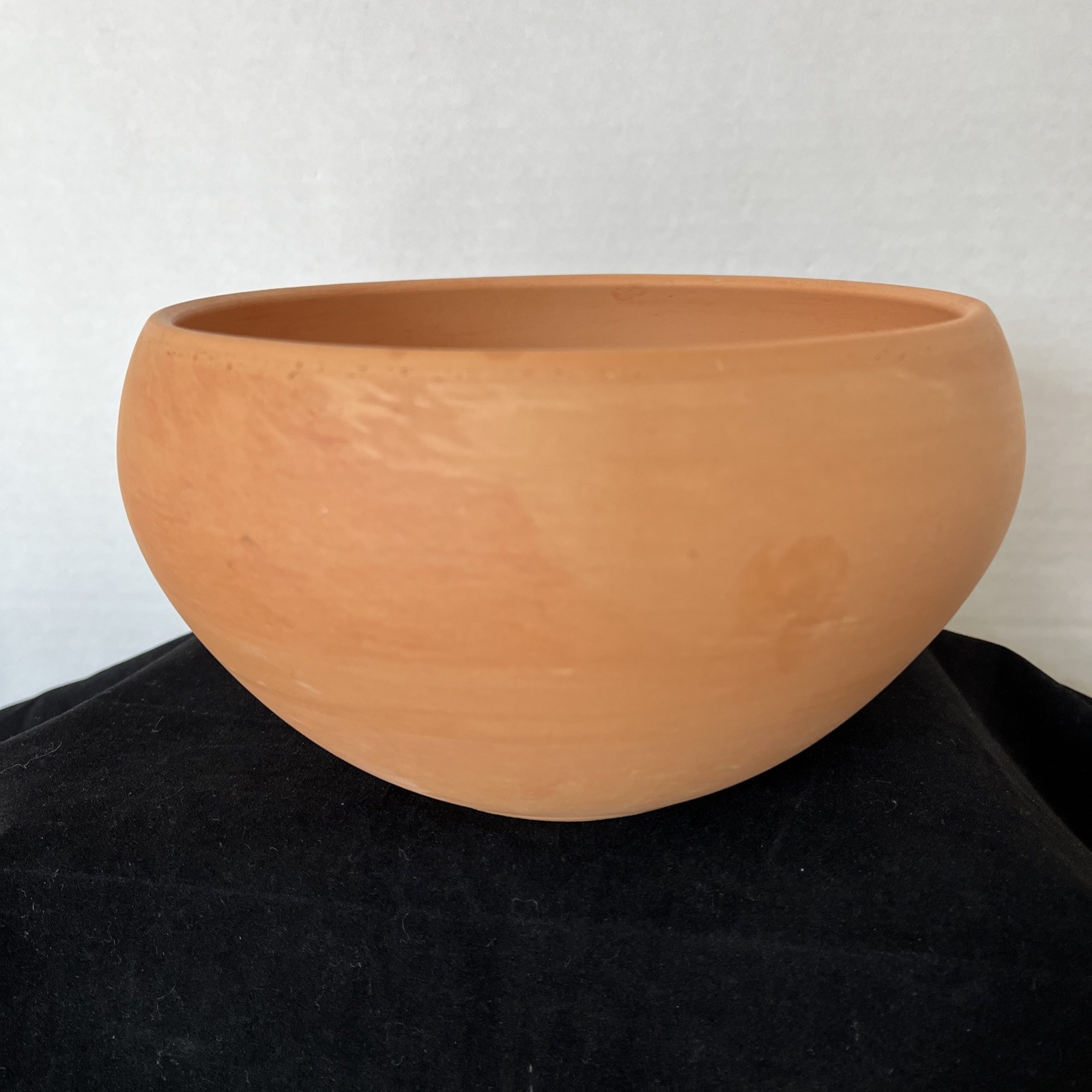Studio Pottery Germany Terracotta Earthenware Planter Bowl Orange Swirl Unglazed