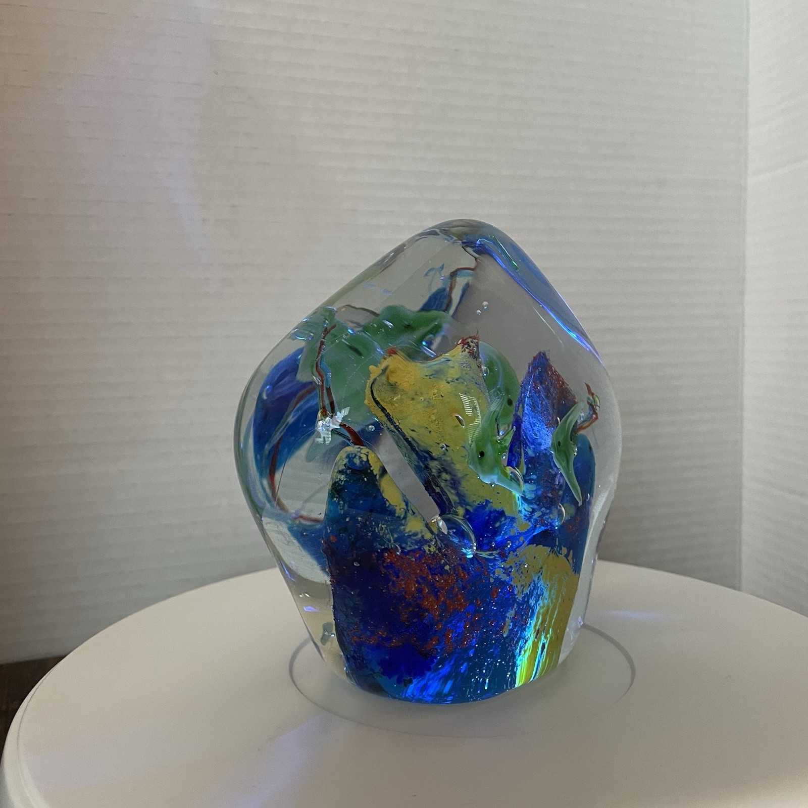 Murano Style Art Glass Paperweight Fish Aquarium Tropical 5” x 6”Sculpture 4 LB