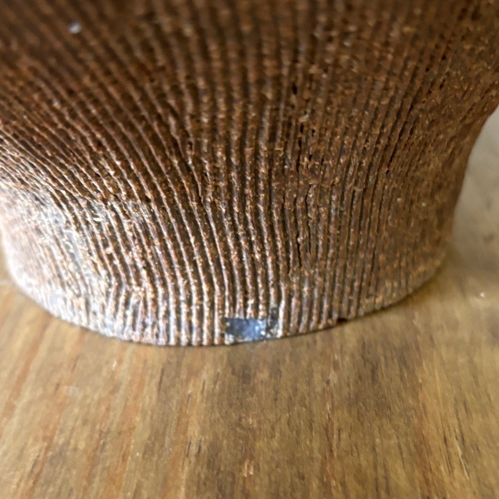 Vintage Handcrafted Green Blue Brown Swirl Pottery Vase Textured 10″