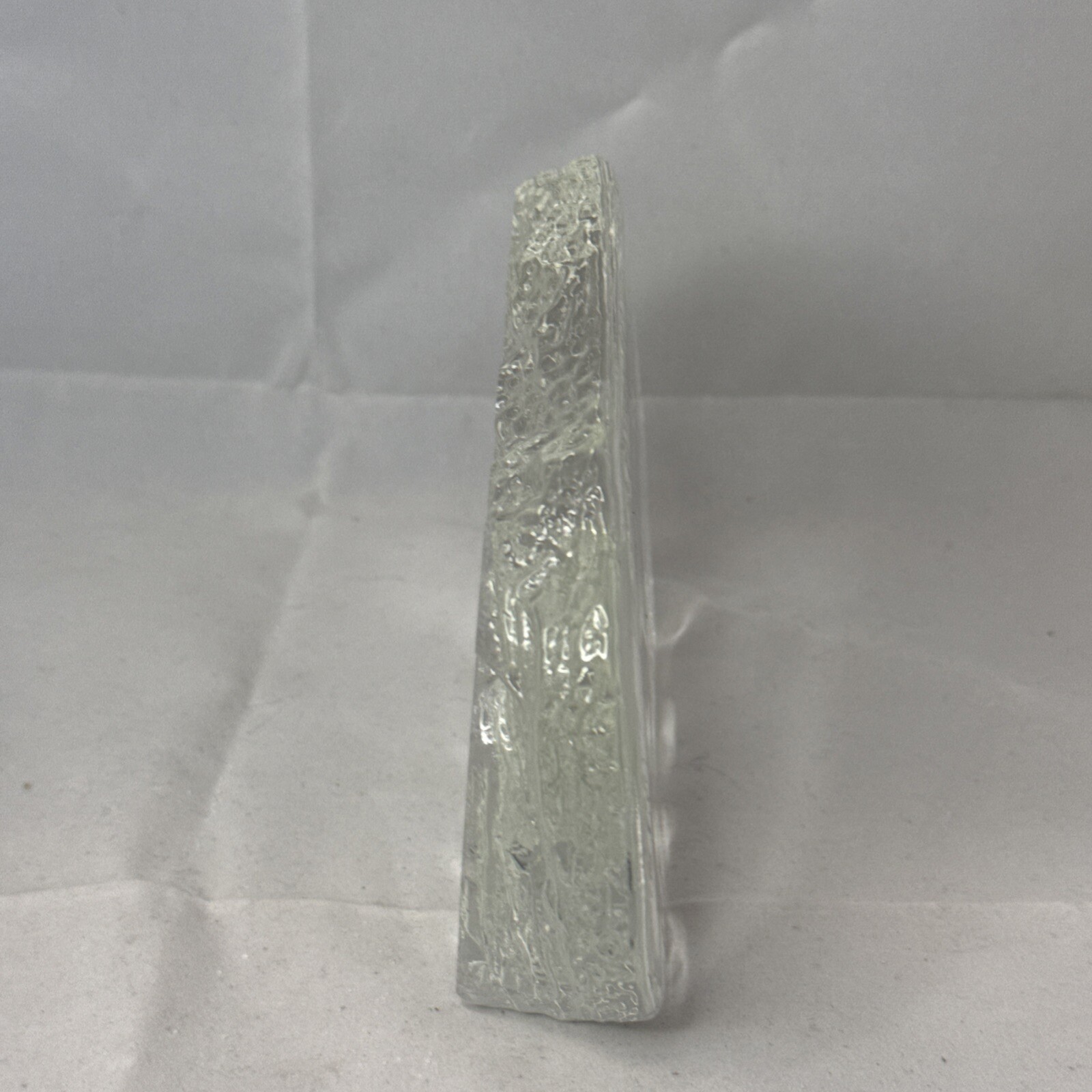 Clear Etched Art Glass Elephant Trunk Up Paper Weight 2.3lbs 5 7/8”x 4 7/8”x1”