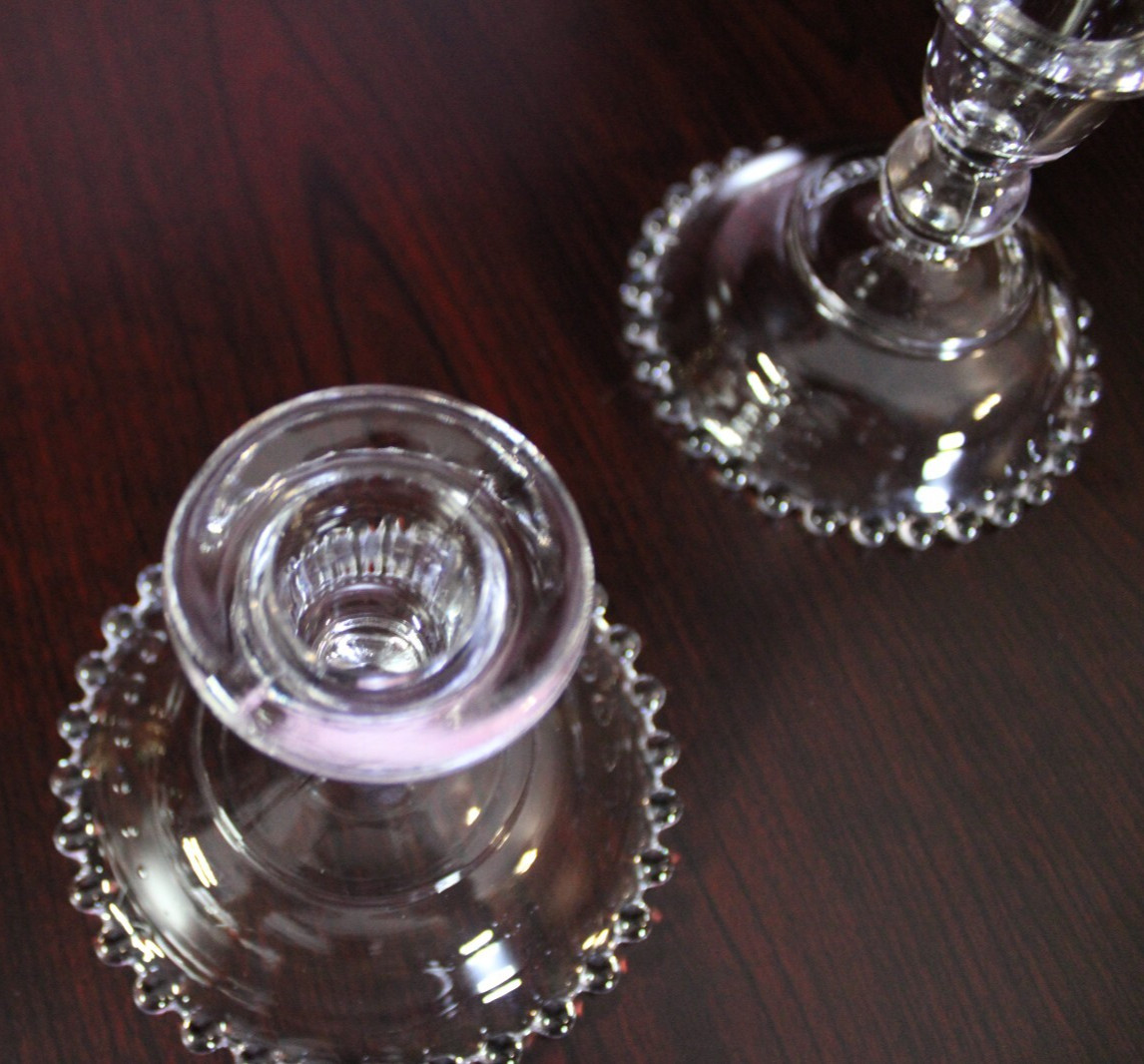 Vintage Imperial Candlewick Candlesticks Elegant Glass Crystal Clear