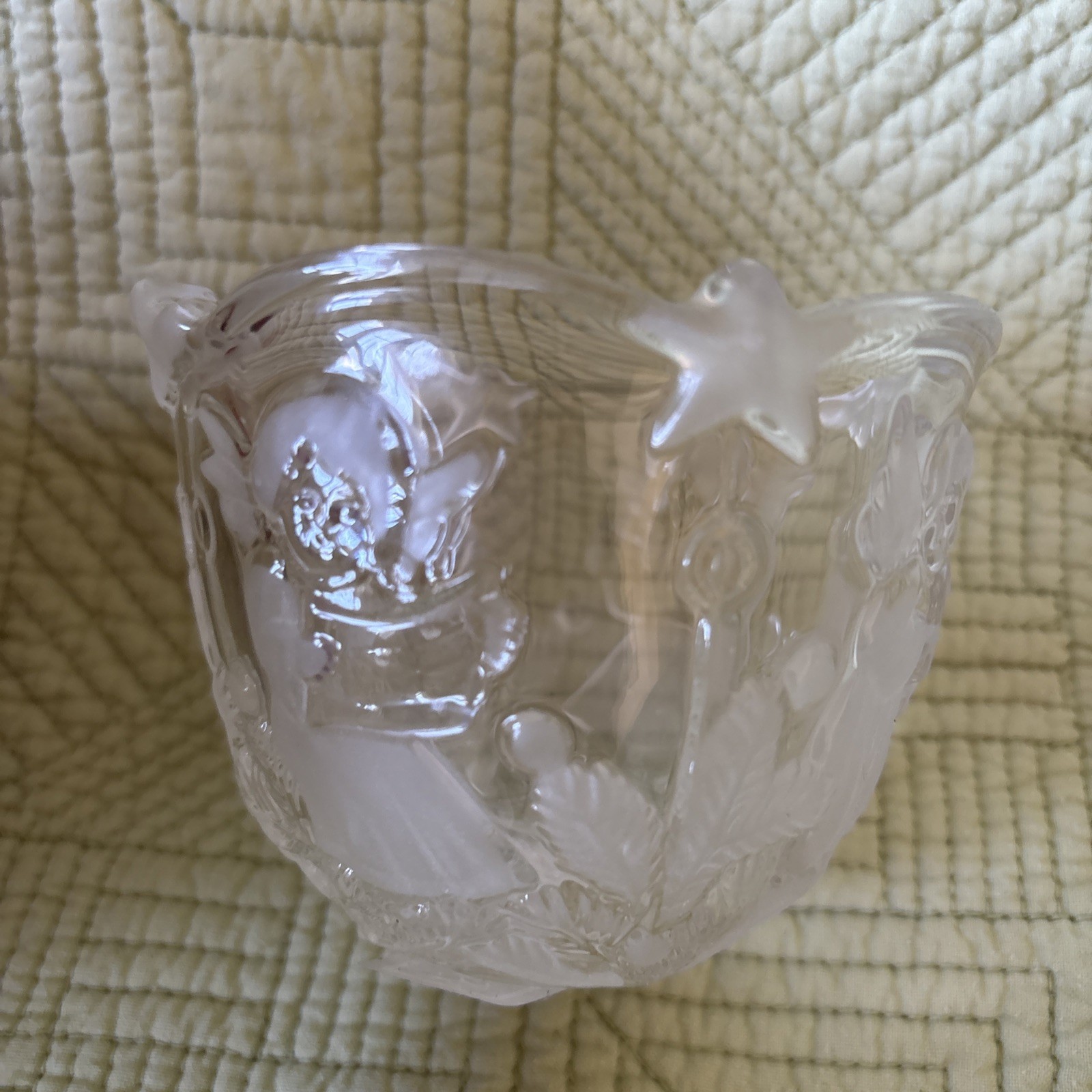 MIKASA Crystal Holiday Lights 3.25″ Frosted Angel Votive Candle Holder & Candle