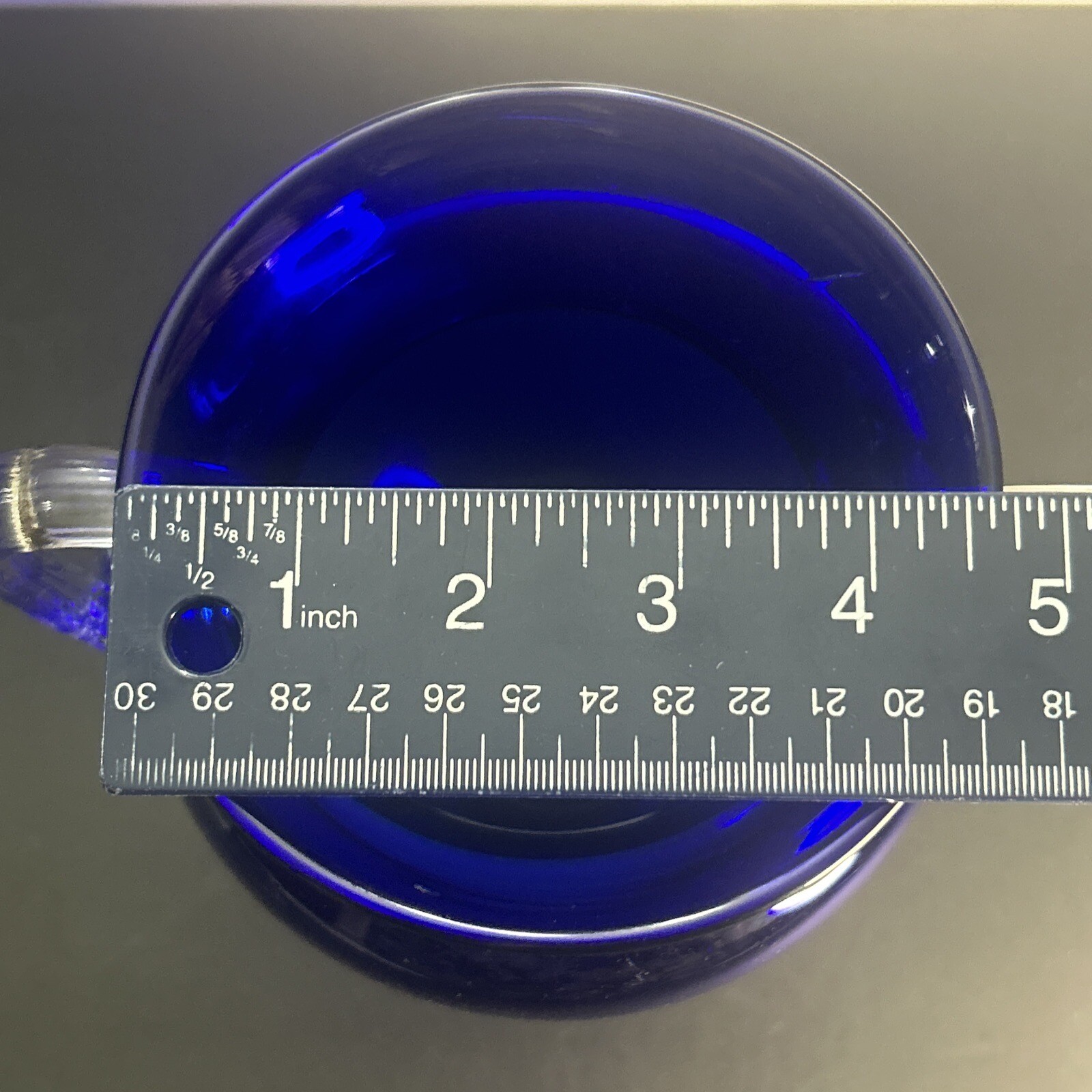 Vintage Louie Cobalt Blue Line 20 Clear Applied Handle 9.75″ Vase ~ READ~