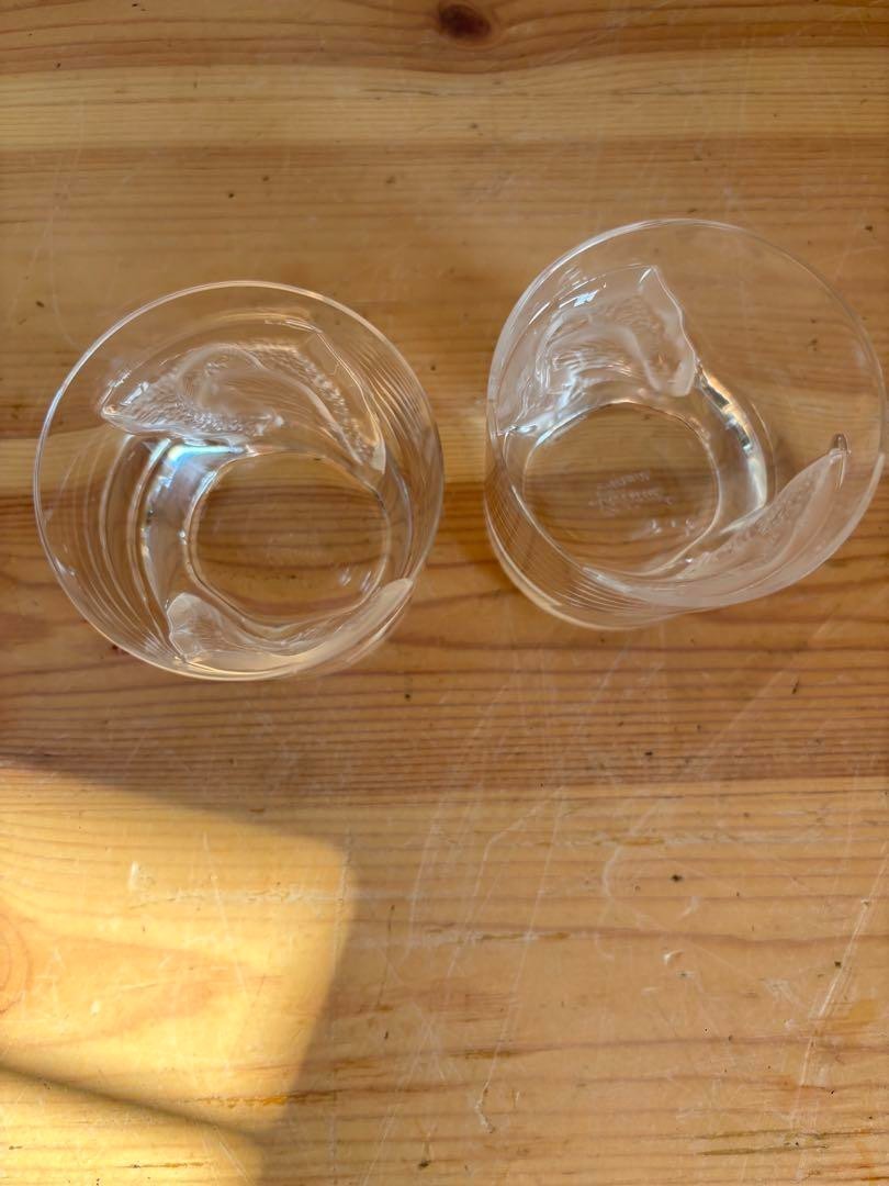 LALIQUE Lalique Hulotte Owl Glass Pair of Glasses 2.3×2.5in used