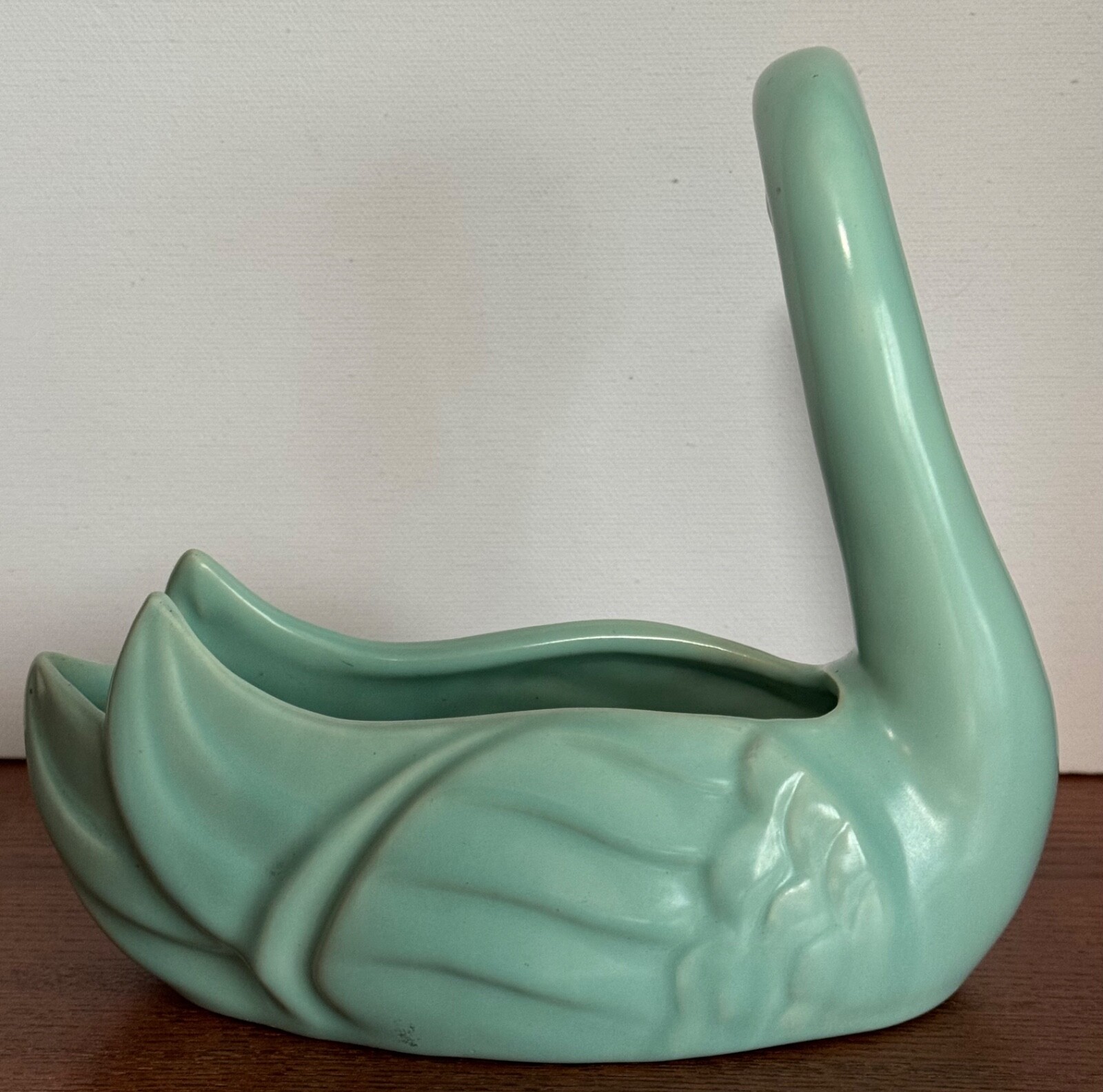 Pacific Pottery Swan #856 Seafoam Green Vintage MCM Dish Vase Planter Decoration