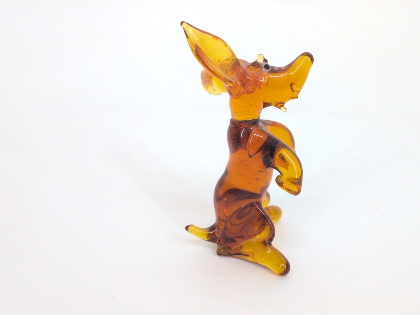 Vintage Miniature Hand Blown Amber Glass Dog Animal