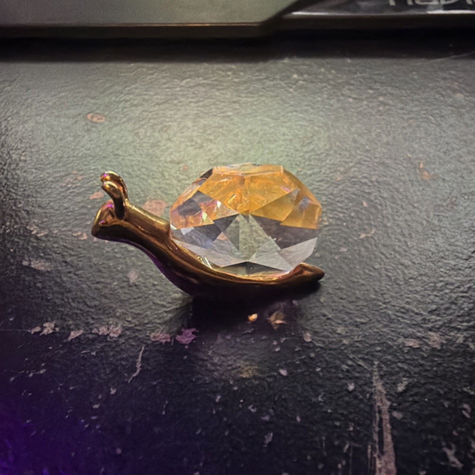 TC Crystal Metal Snail Figurine Clear Gold Animals Decorative 10882 Glossy