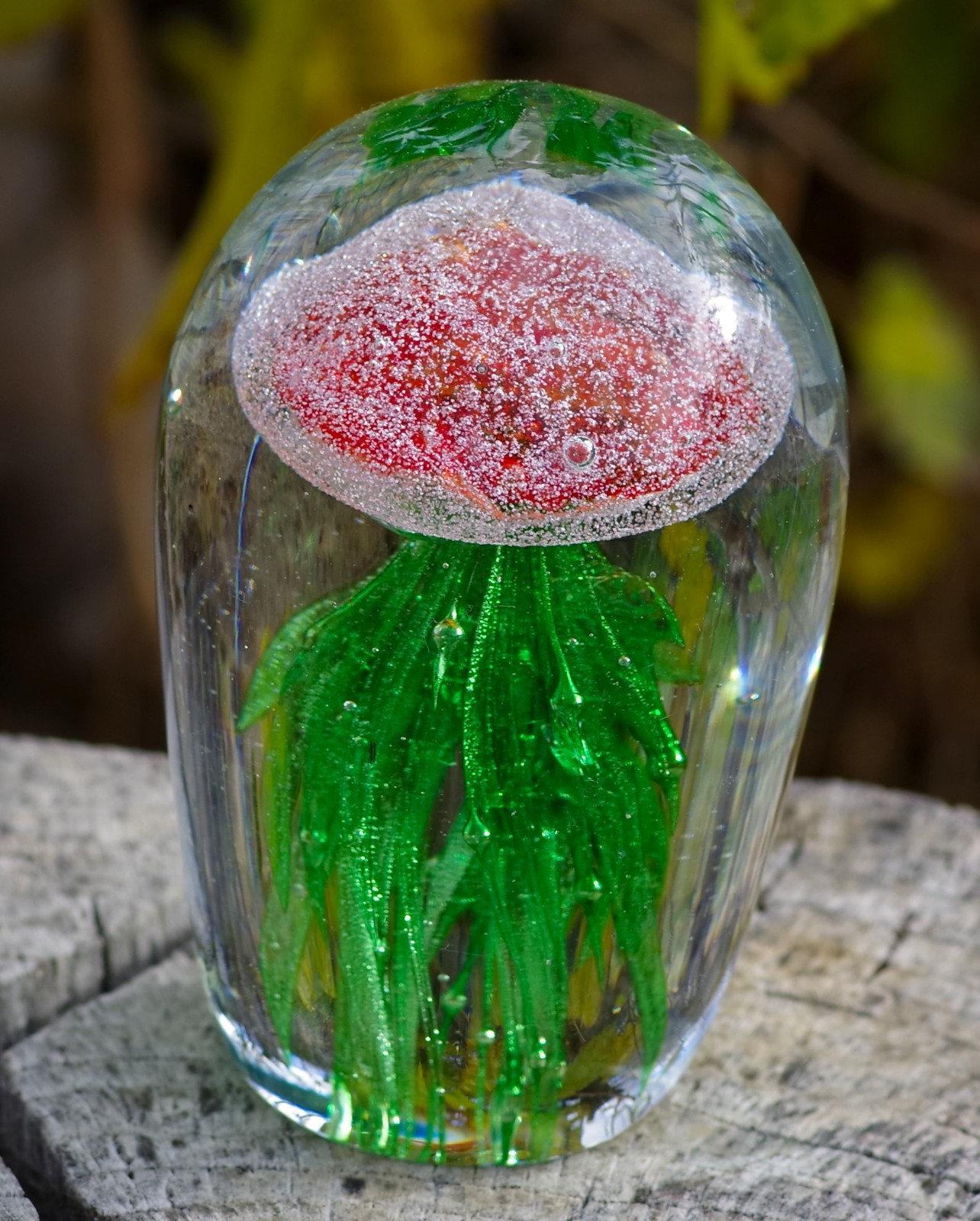 VINTAGE Paperweight Jellyfish Sparkling Pink Green Massive 4lb MAGNIFICENT GLASS