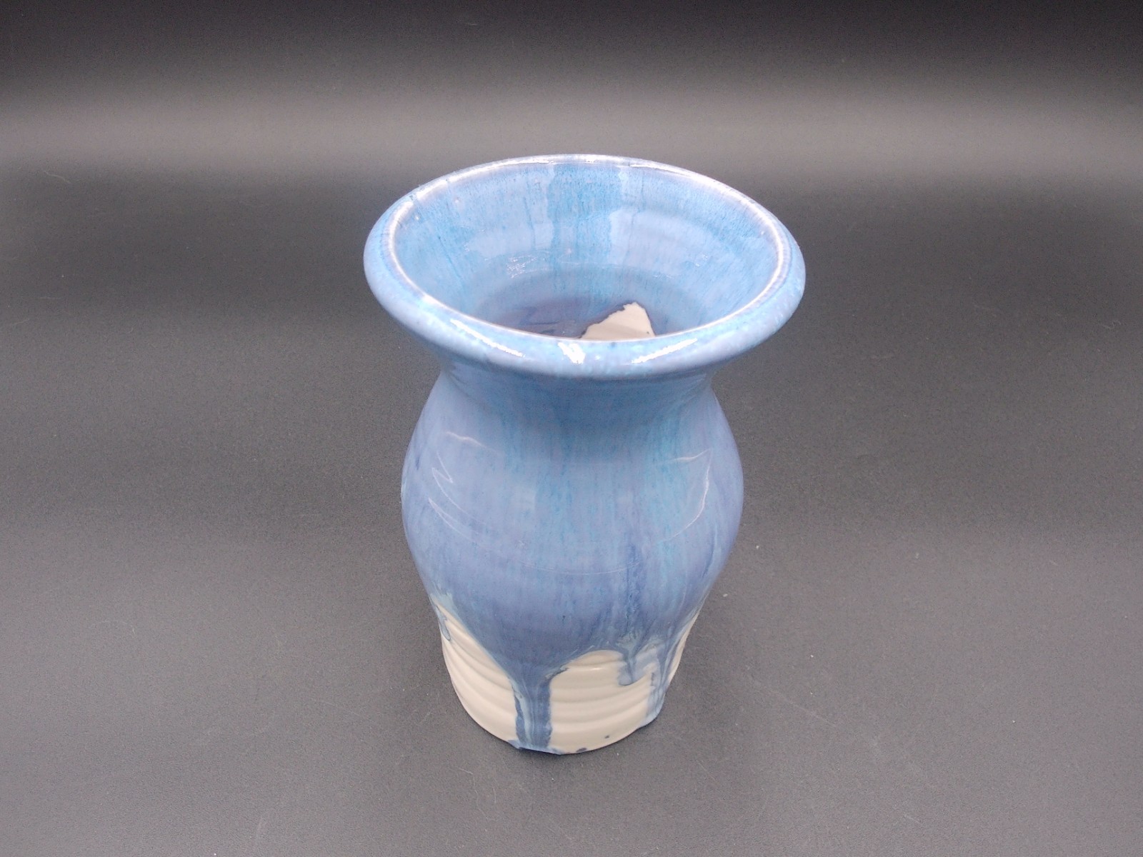 Blue Ridge Pottery Handmade in Virginia Ceramic Drip Glazed Vase 6″ Blue Signed
